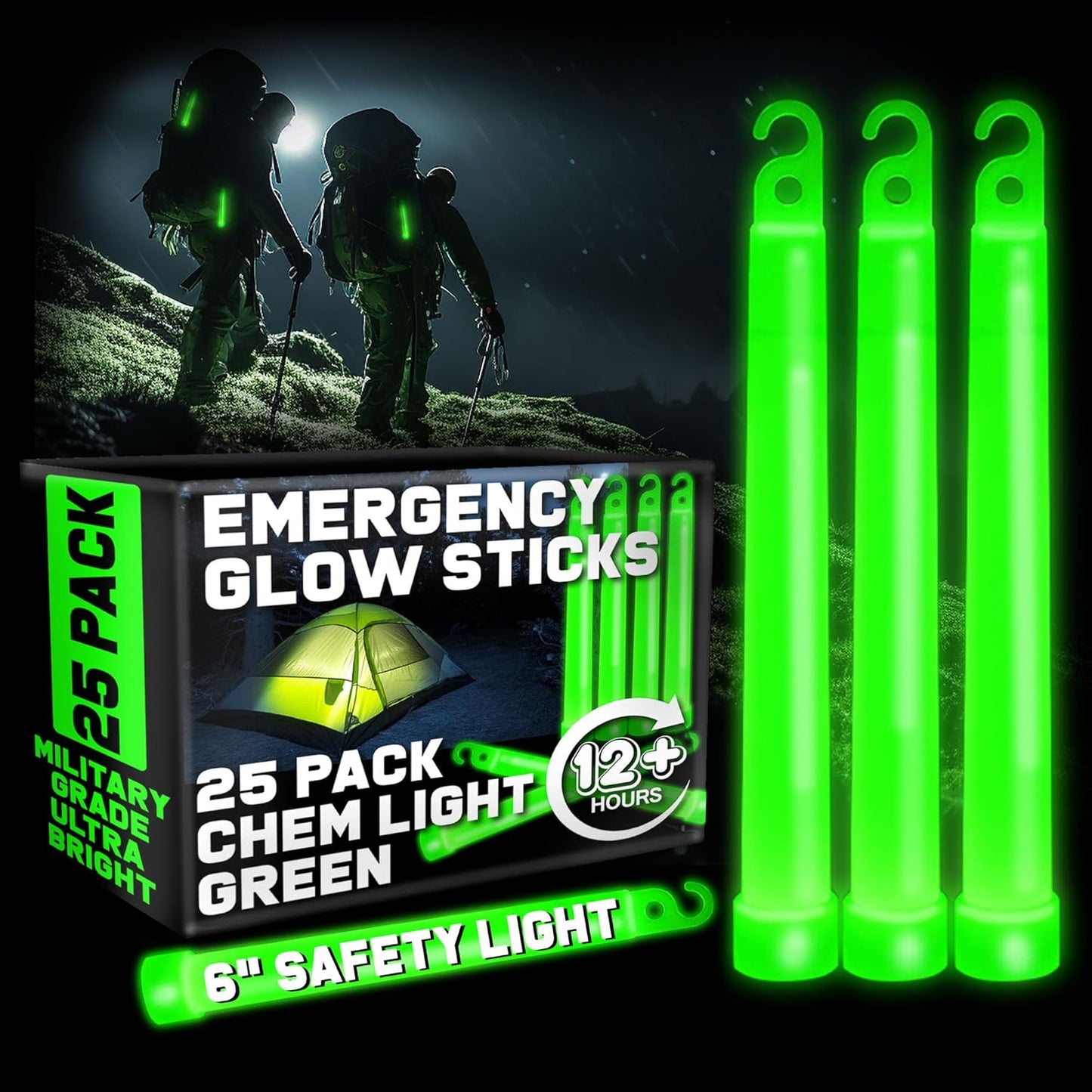 12-Hour Military-Grade Survival Glow Sticks