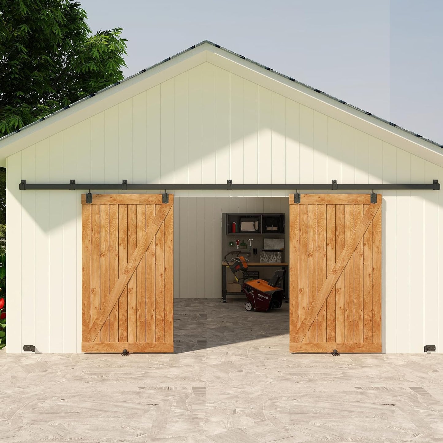 Heavy Duty Sliding Barn Door Hardware Kit for Two Doors System