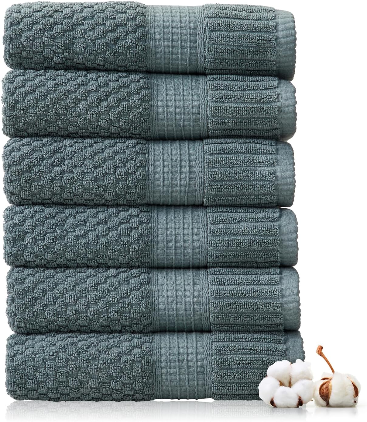 100% Cotton Hand Towel Set - Super Soft & Absorbent 6 Pack