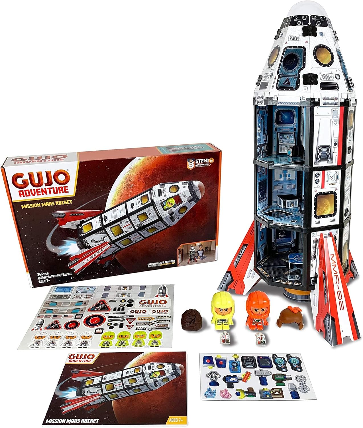 GUJO Adventure Mars Rocket: 2.5 ft. STEM Toy Rocket - 240+ pcs!