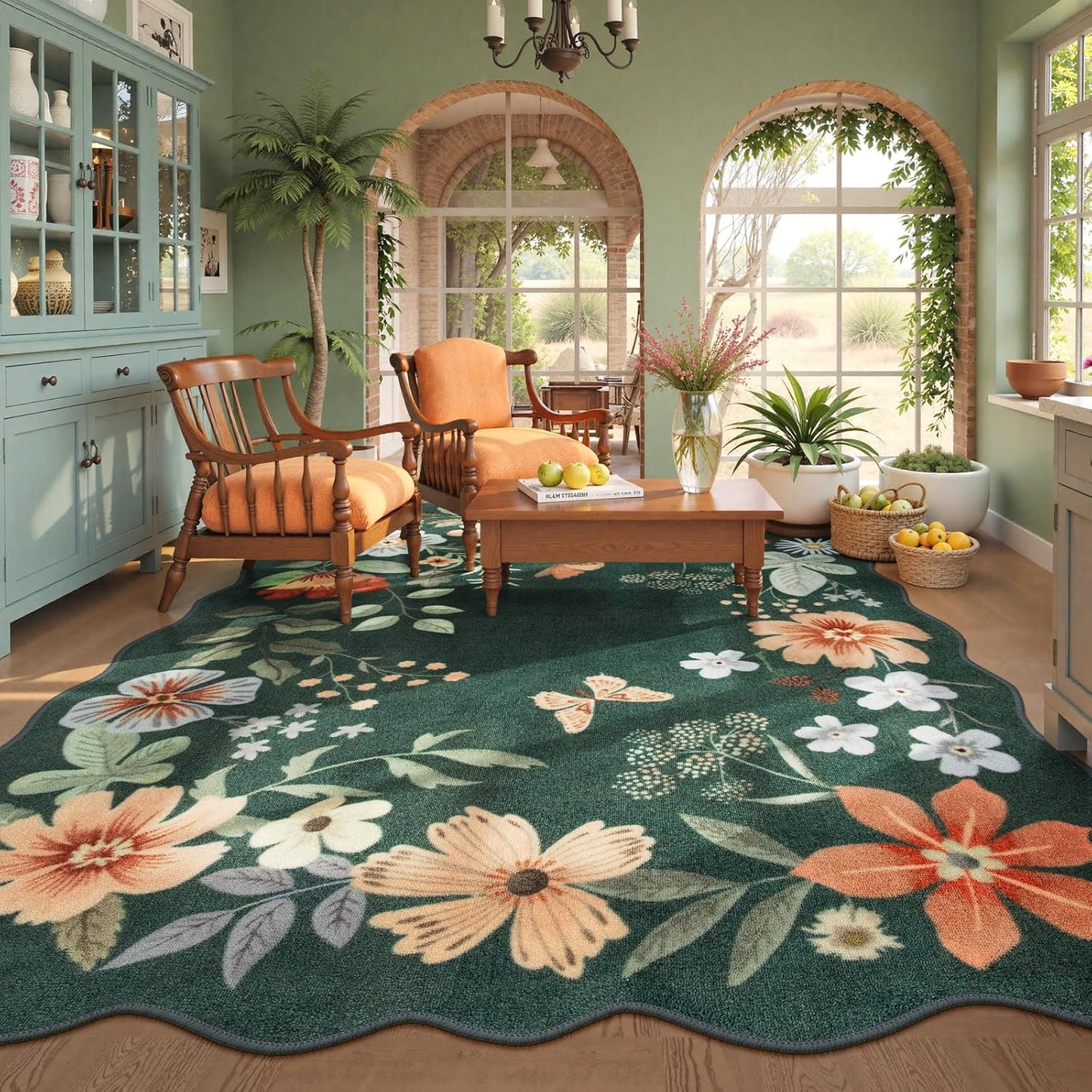 Lahome Floral Washable Rugs 8x10 for Cozy Living Spaces