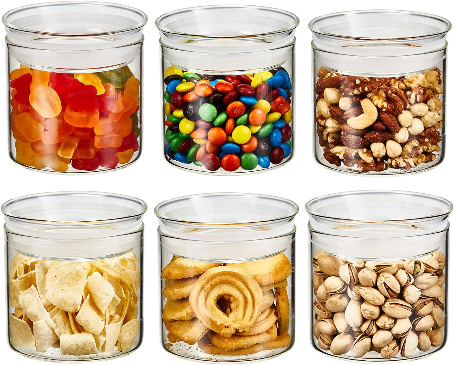 ZENS 17oz Glass Food Storage Jars Set of 6 for Kitchen Use