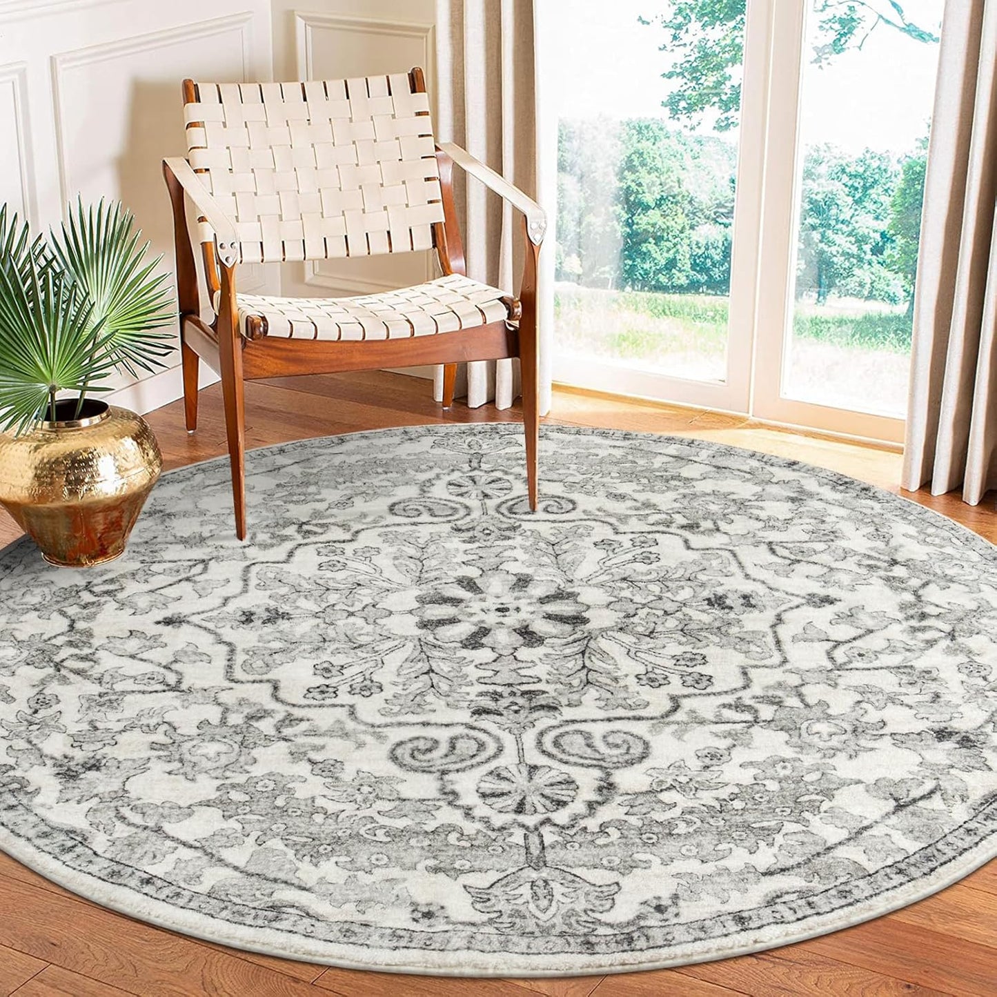 Lahome Bohemian Washable Round Rug for Cozy Living Spaces