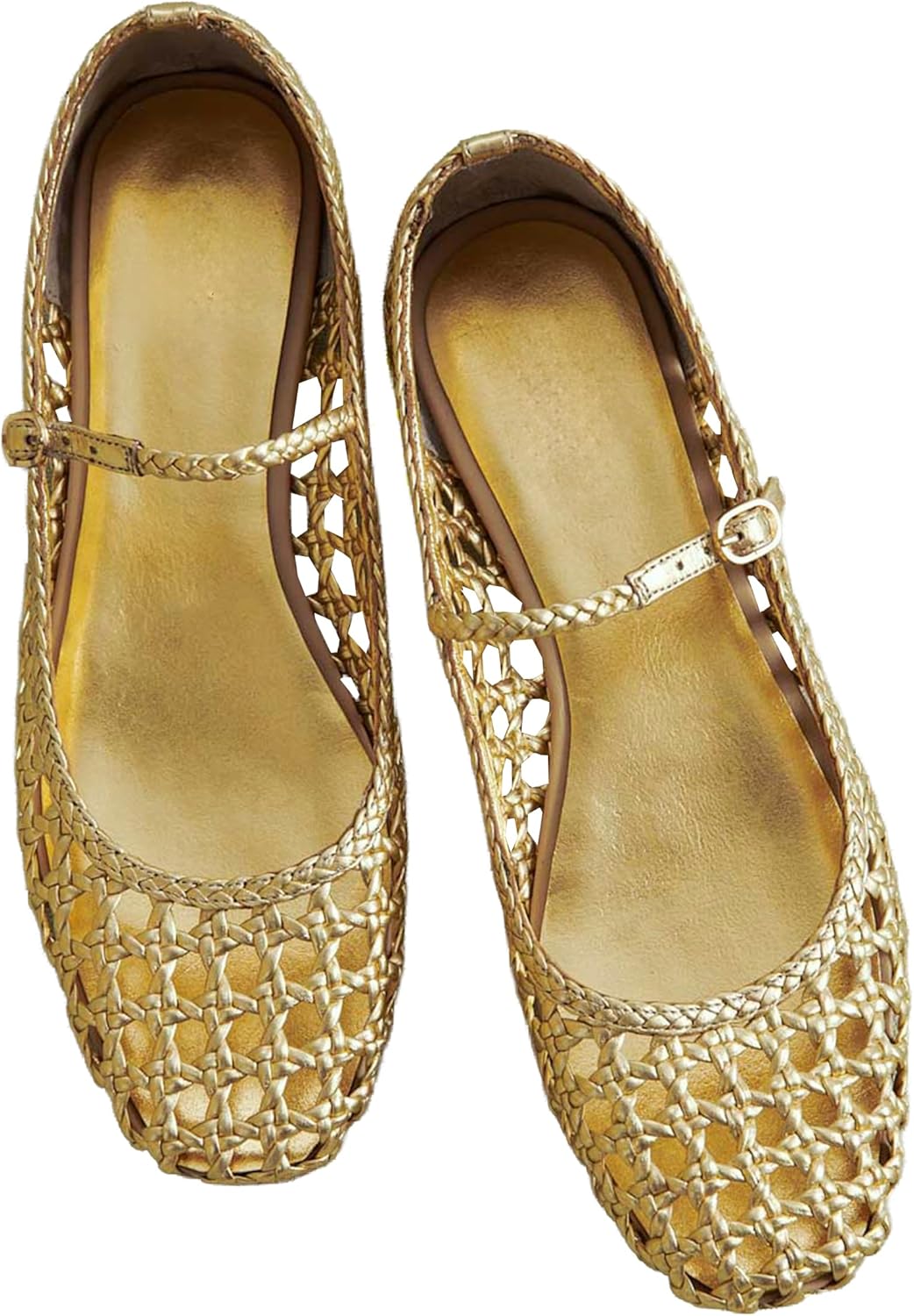 Woven Mesh Ballet Flats for Women - Stylish Square Toe Design