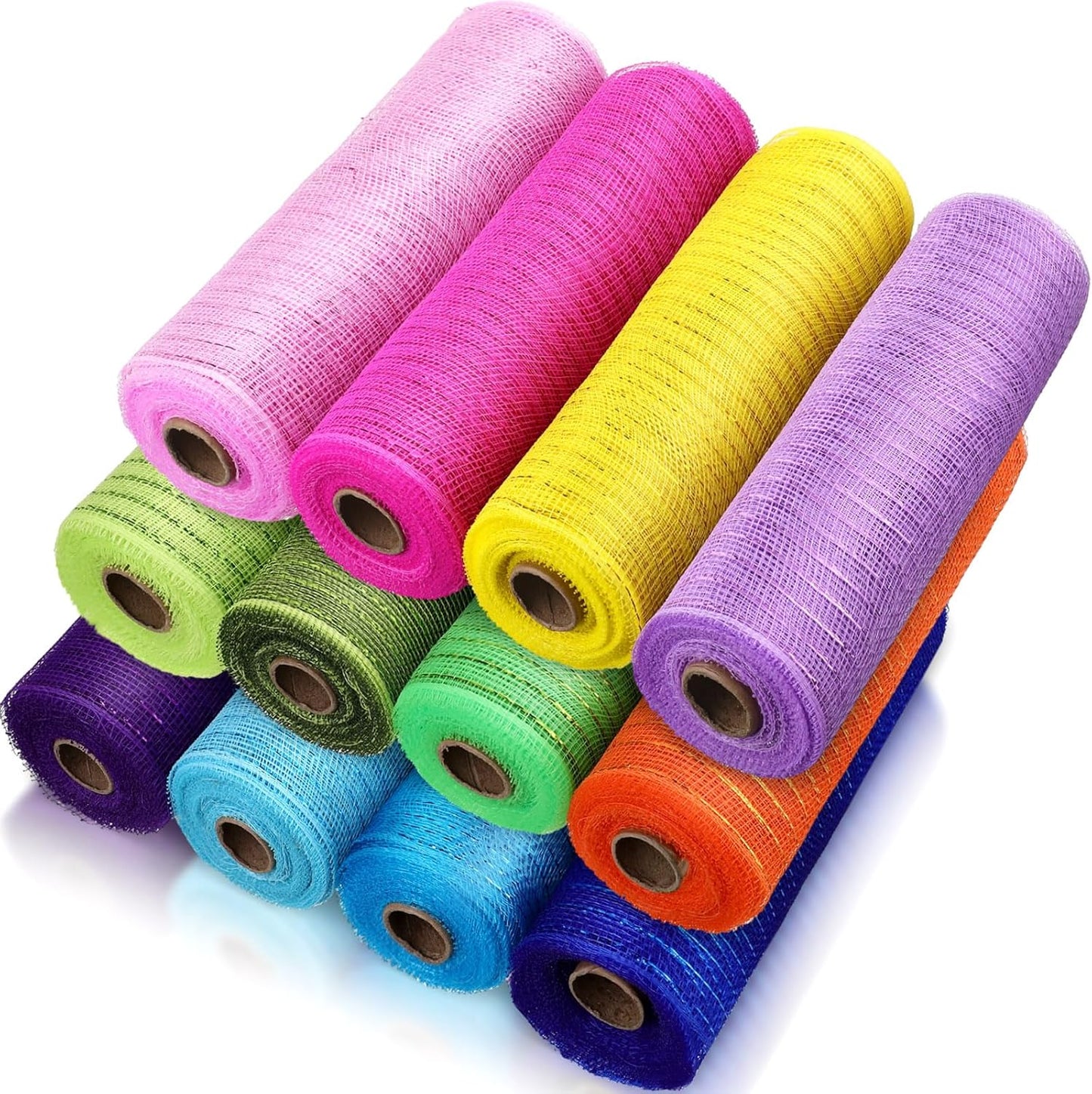Timgle 12 Rolls 10 Inch Deco Mesh Ribbons for Crafting Projects