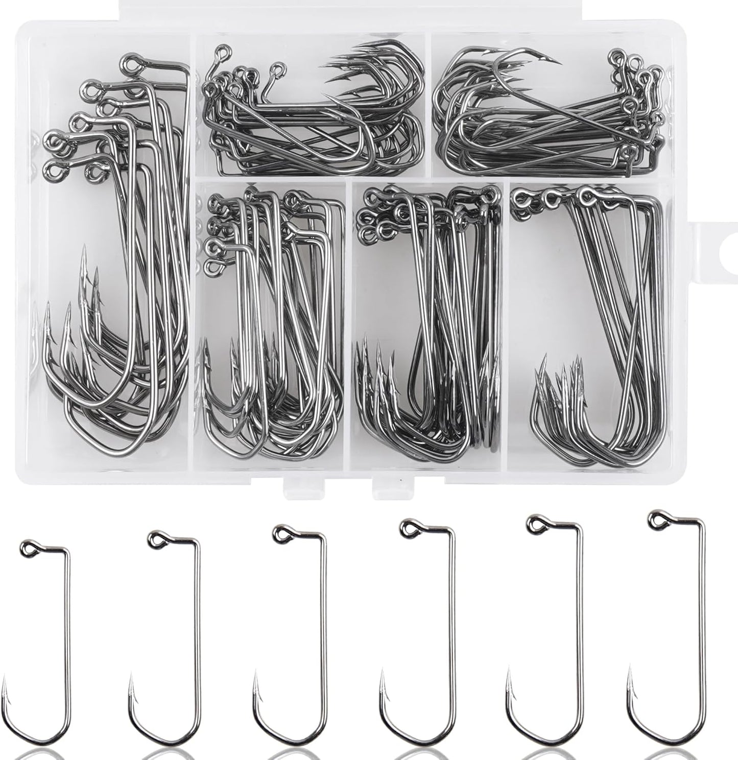 100pcs High Carbon Steel Fishing Jig Hooks Kit - Saltwater Ready!