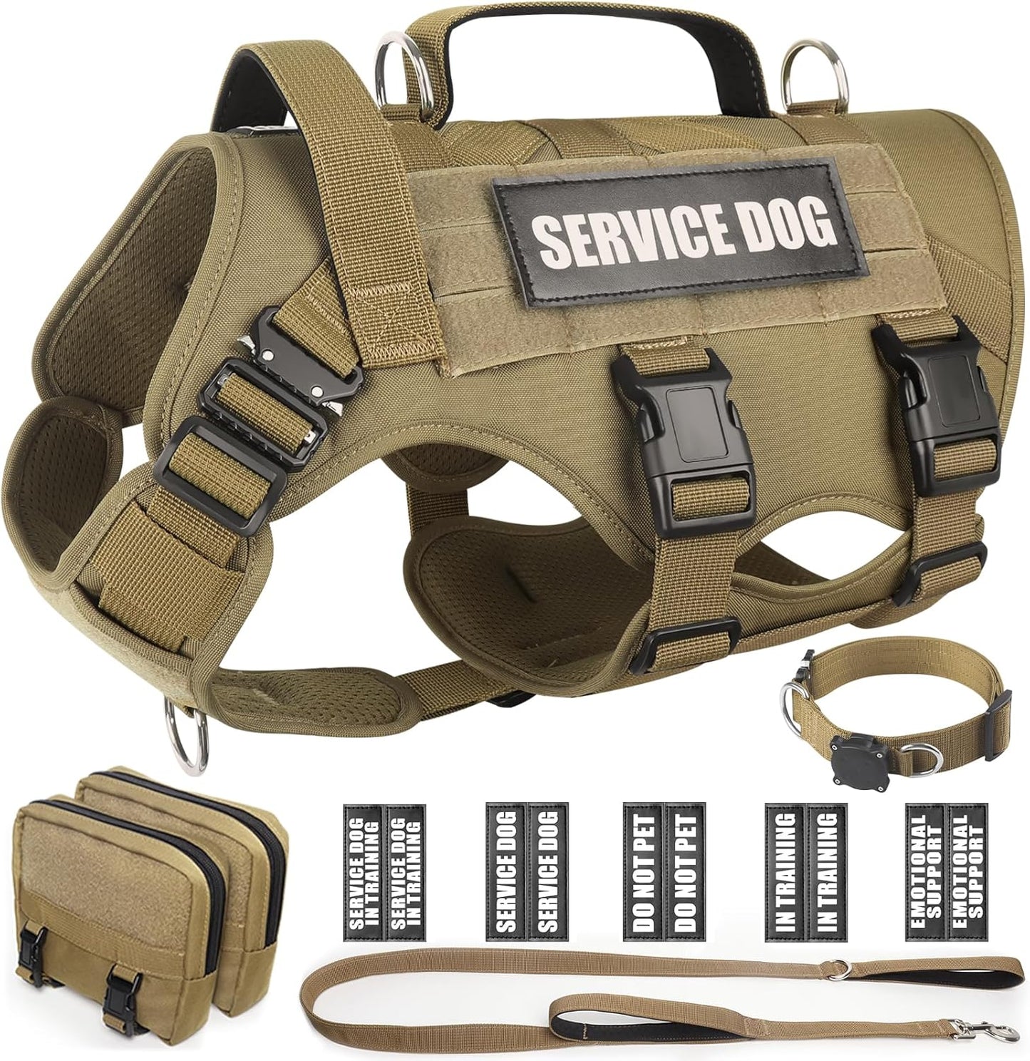 WINSEE Tactical Dog Harness with Leash and Collar for Large Dogs
