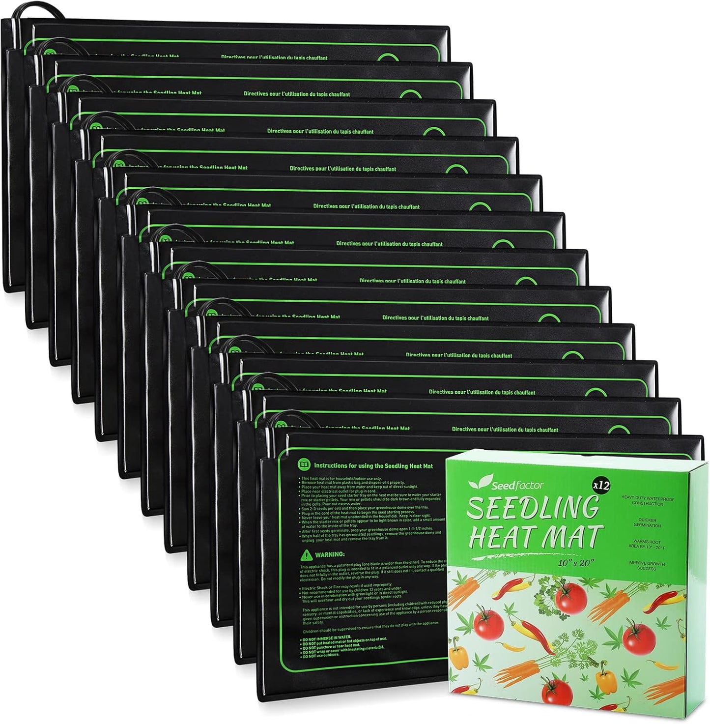 Seedfactor 12 Pack Seedling Heat Mat for Indoor Gardening