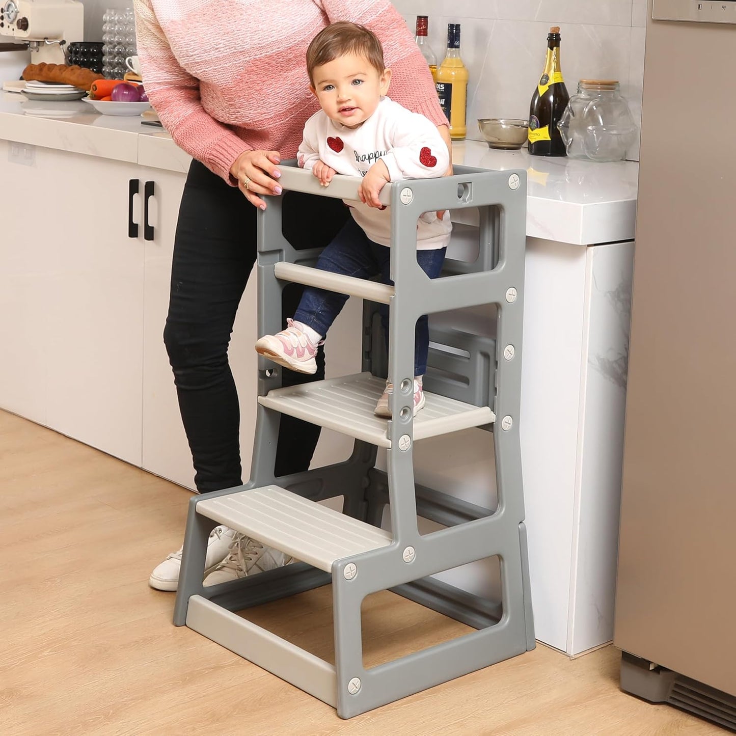 SDADI Mother's Helper Adjustable Height Kitchen Step Stool for Kids