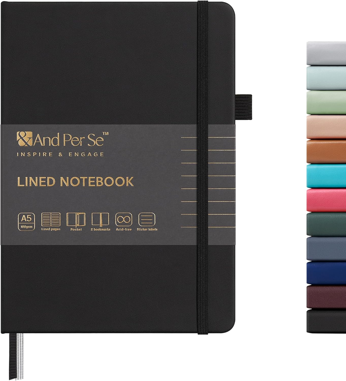 And Per Se A5 Lined Notebook - College Ruled, Thick Paper, Hardcover - 160 Pages