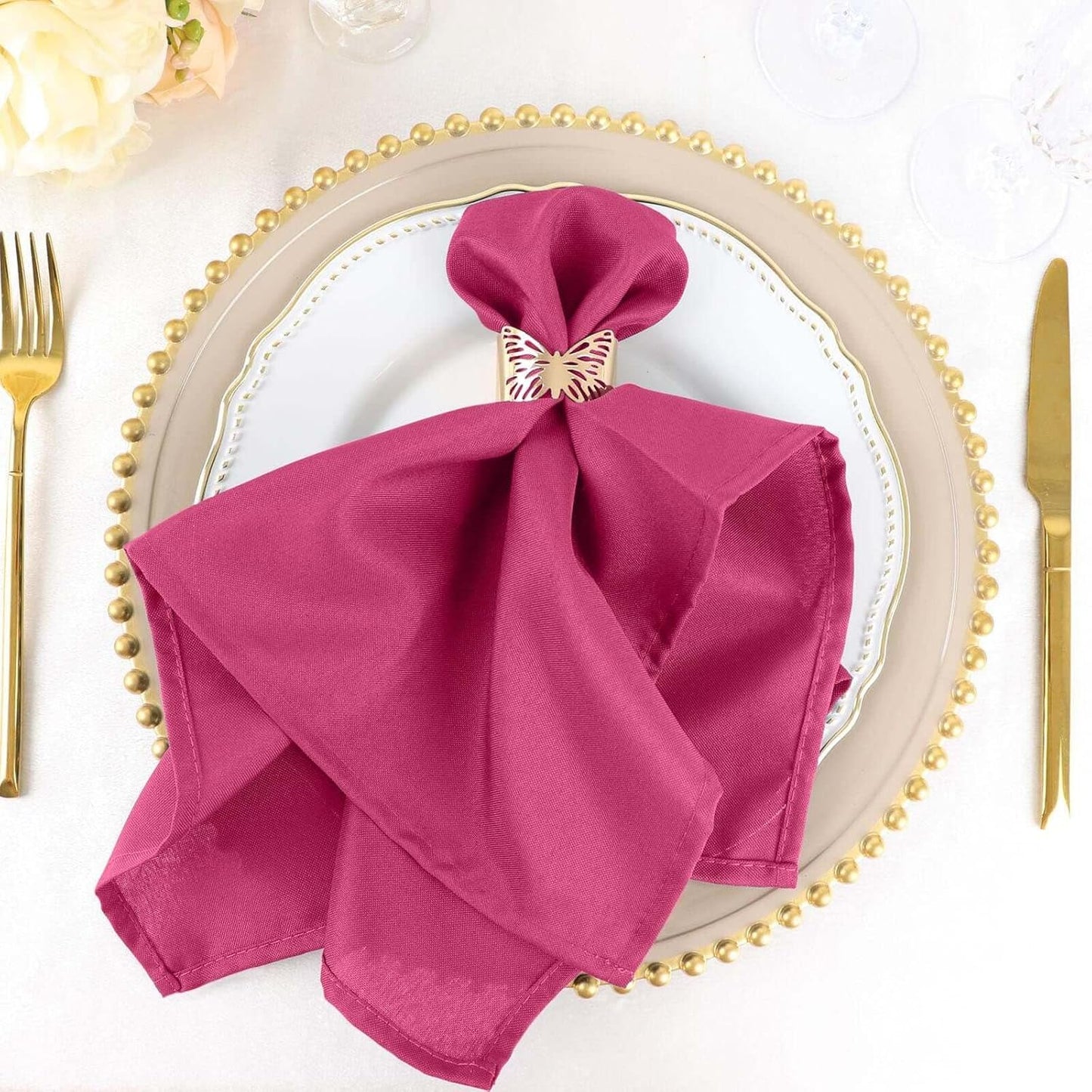 Fuchsia Violet Seamless Dinner Napkins Set of 100 for Events