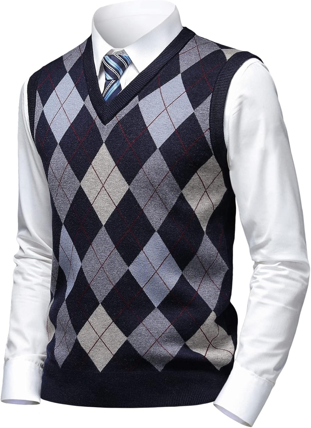 Mens Thick Argyle Sweater Vests for Stylish Autumn Wear