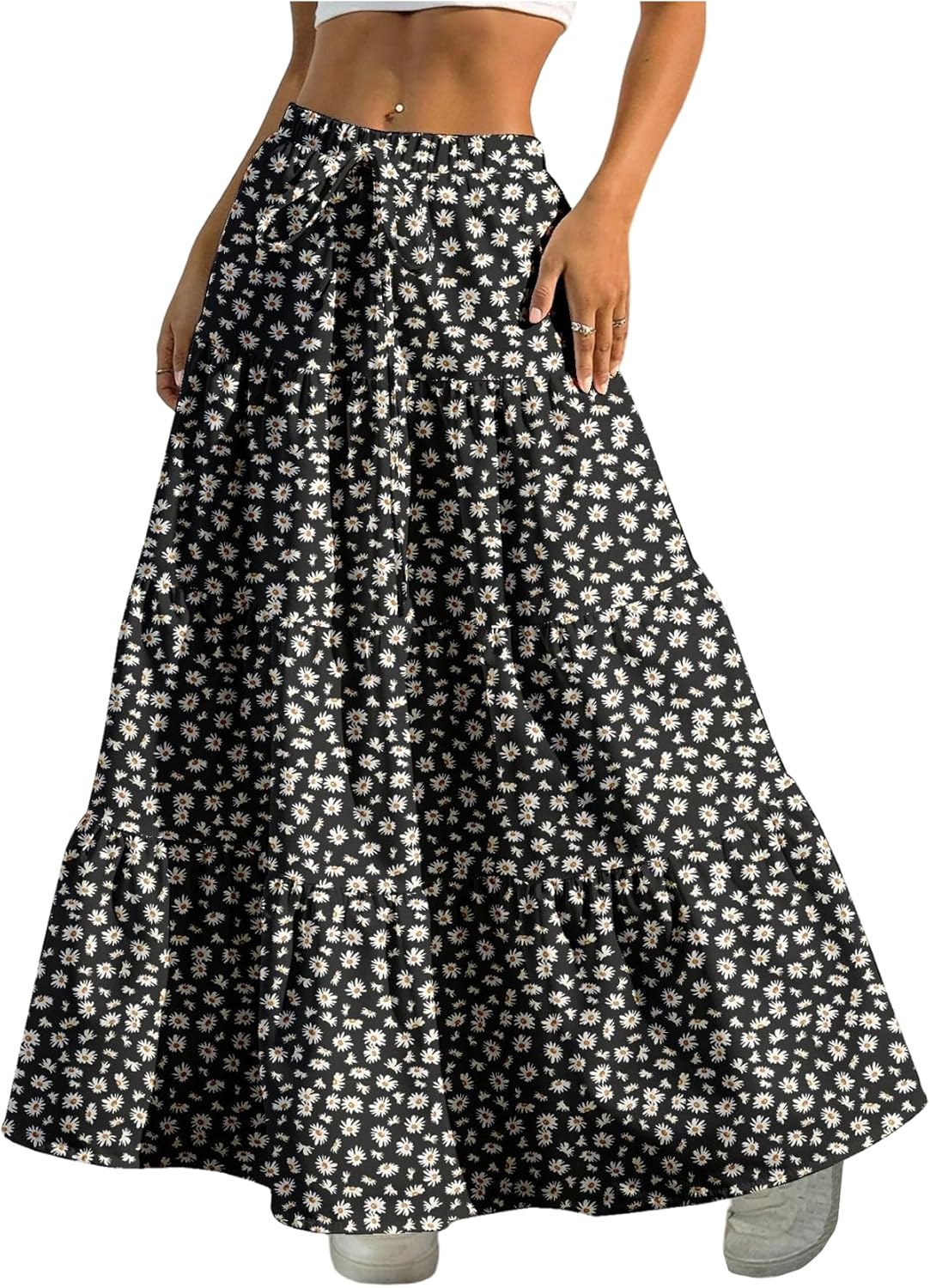 Verdusa Women's Boho Skirt Flowy Ruffle Long Maxi Skirts