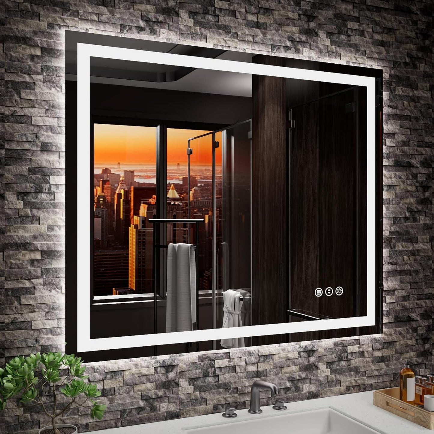 Amorho LED Bathroom Mirror 36in X30in with Front Light & Backlit