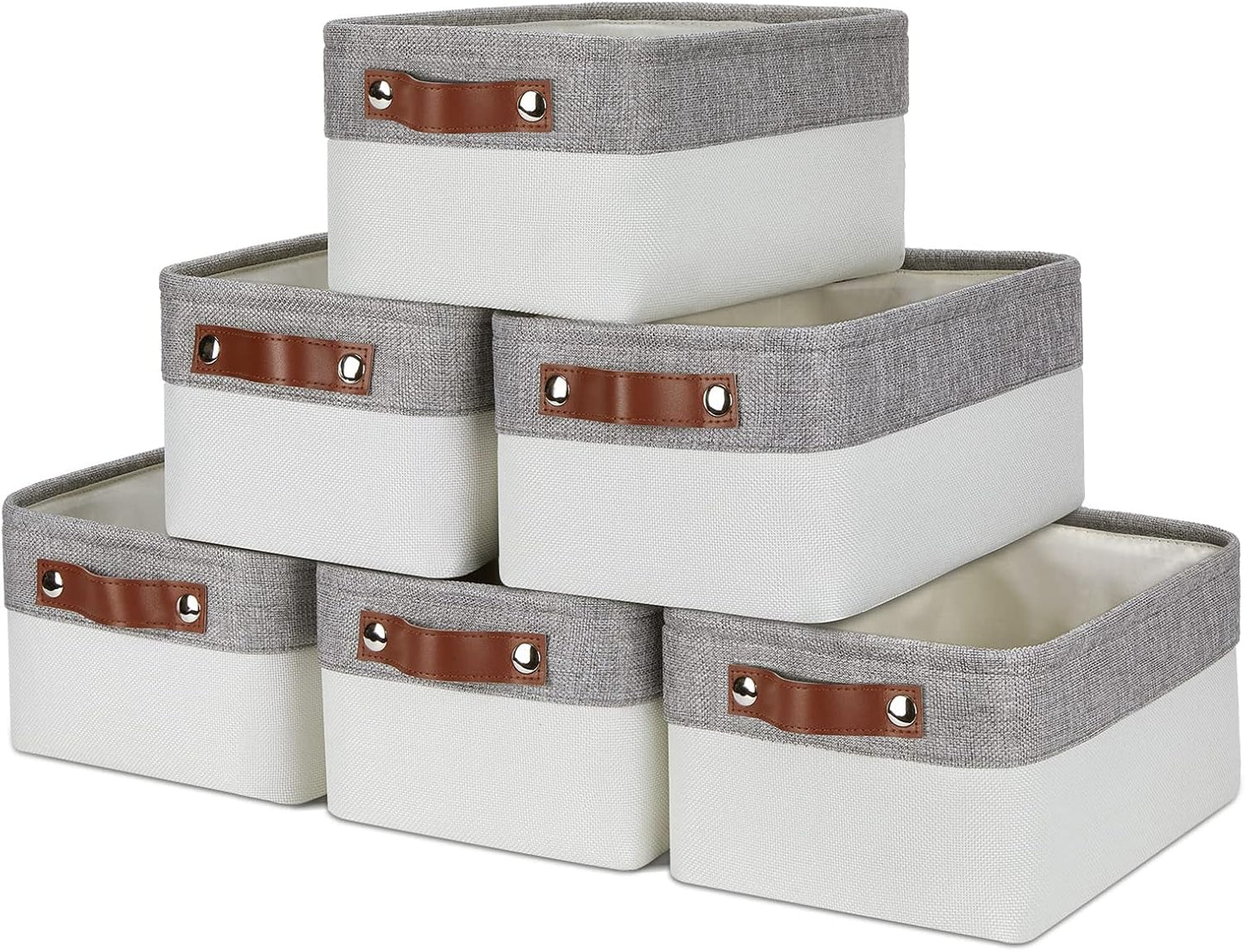 DULLEMELO Storage Baskets for Organizing - 6-Pack Grey&White
