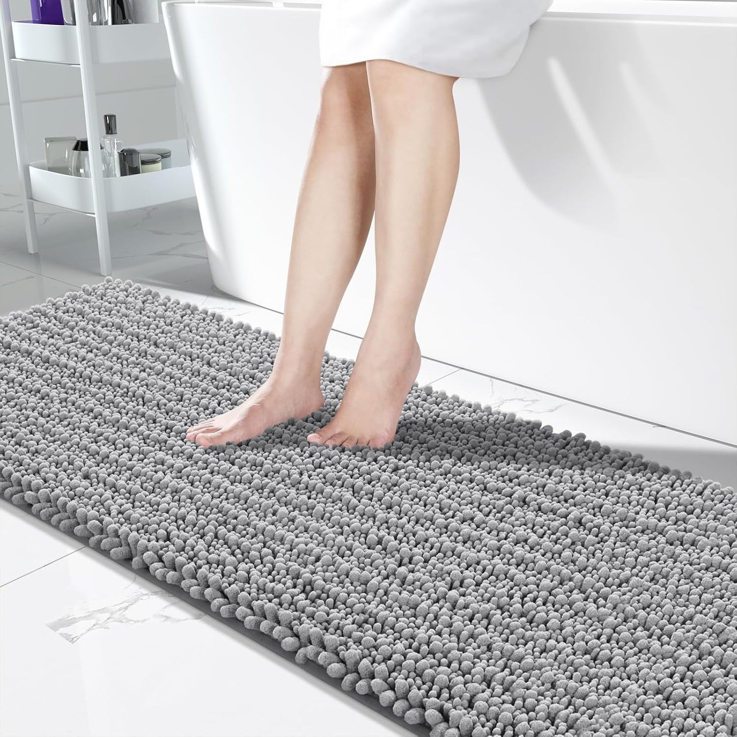 Yimobra Extra Long Non Slip Chenille Bath Mat for Luxury Comfort