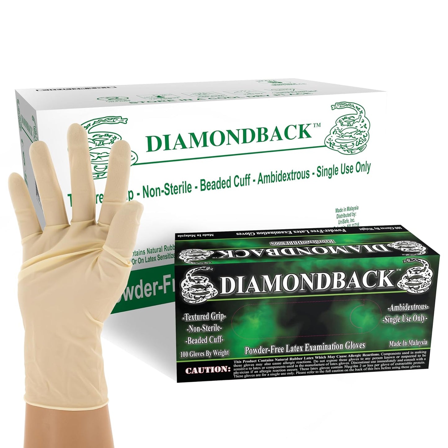 DIAMONDBACK Heavy Duty Latex Gloves, Textured Grip, Small