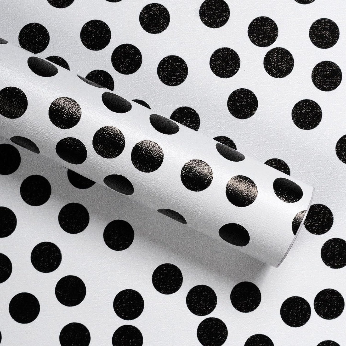 17.3x480 Black and White Polka-Dot Wallpaper for Easy Decor