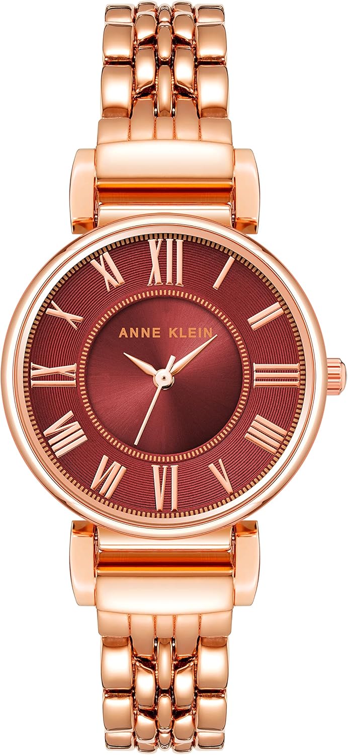 Anne Klein Women's Bracelet Watch with Burgundy Dial and Rose Gold