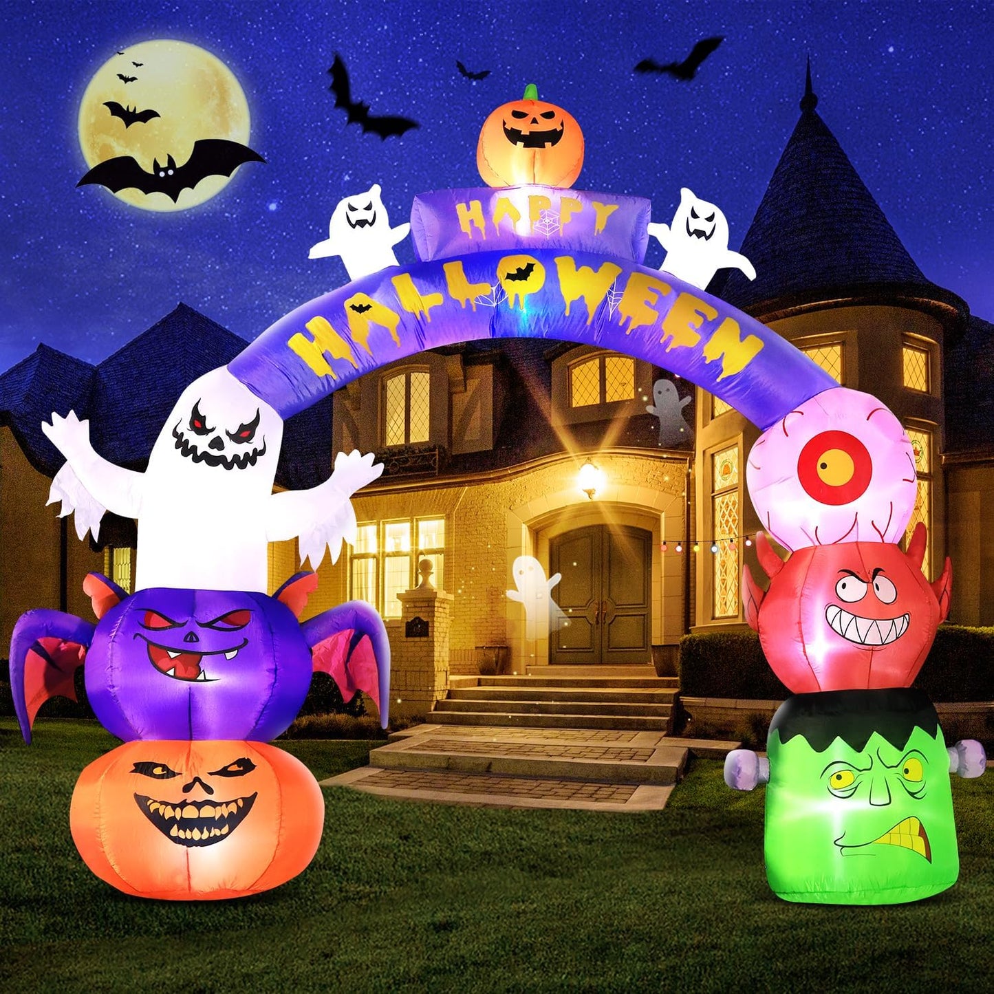 Giant Halloween Inflatable Decorations Arch with LED Lights