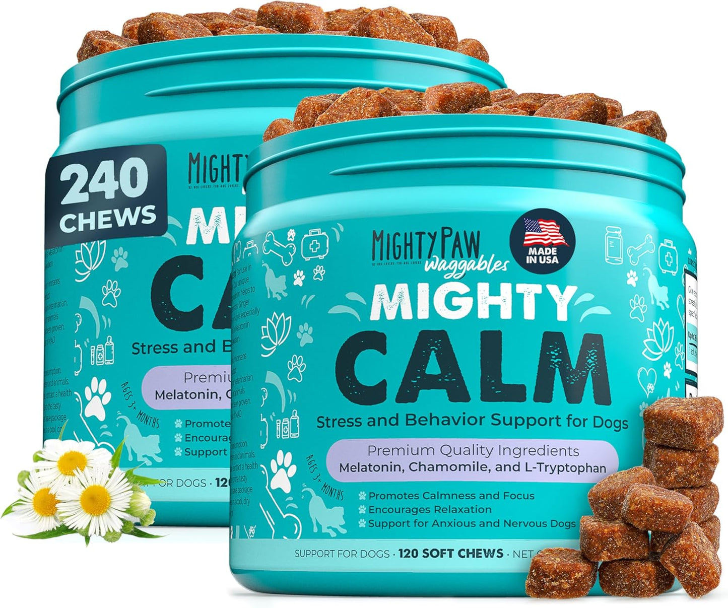 Mighty Paw Calming Chews for Dogs with Melatonin - 240 Count