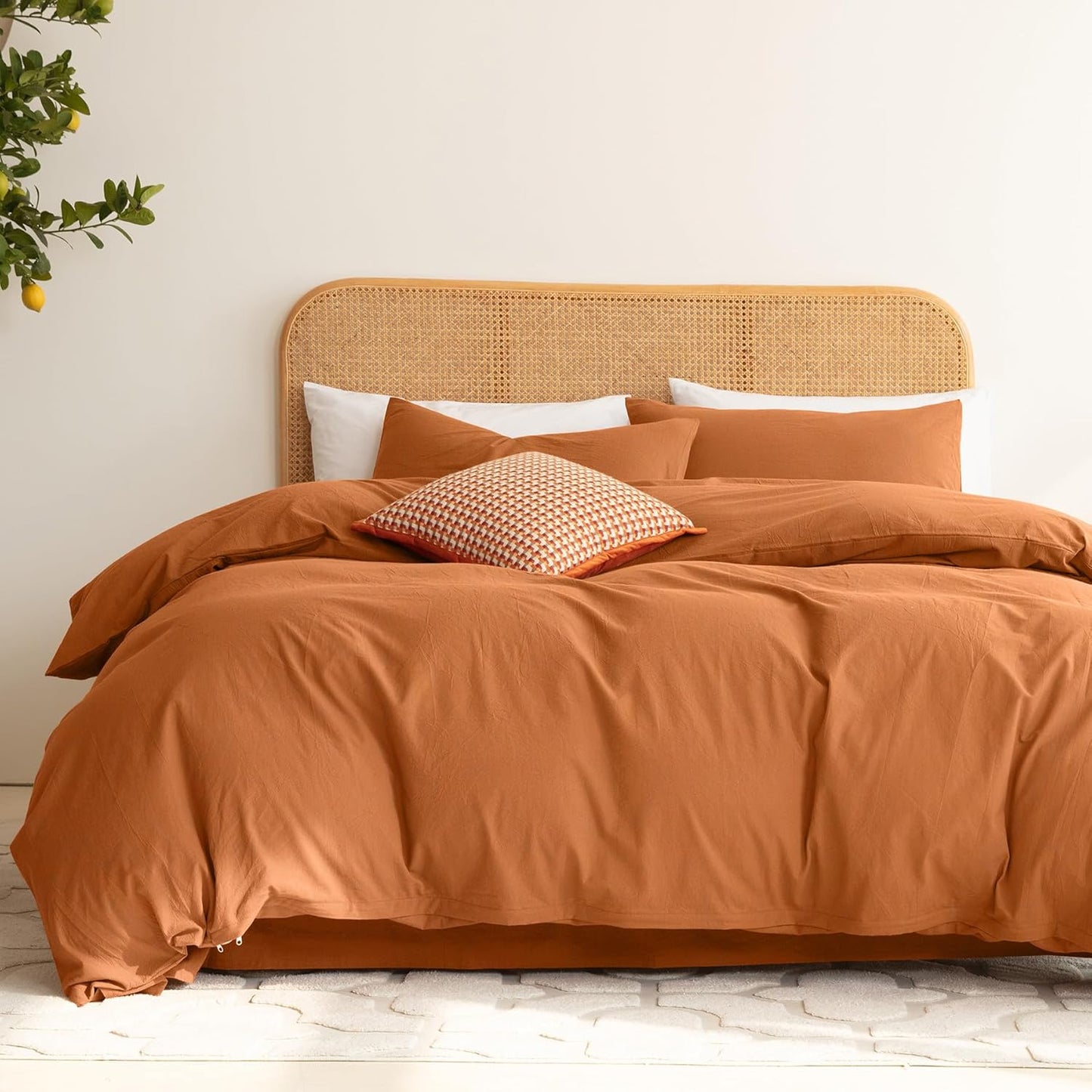 Oversized King Size Duvet Cover Set with Linen-Like Texture