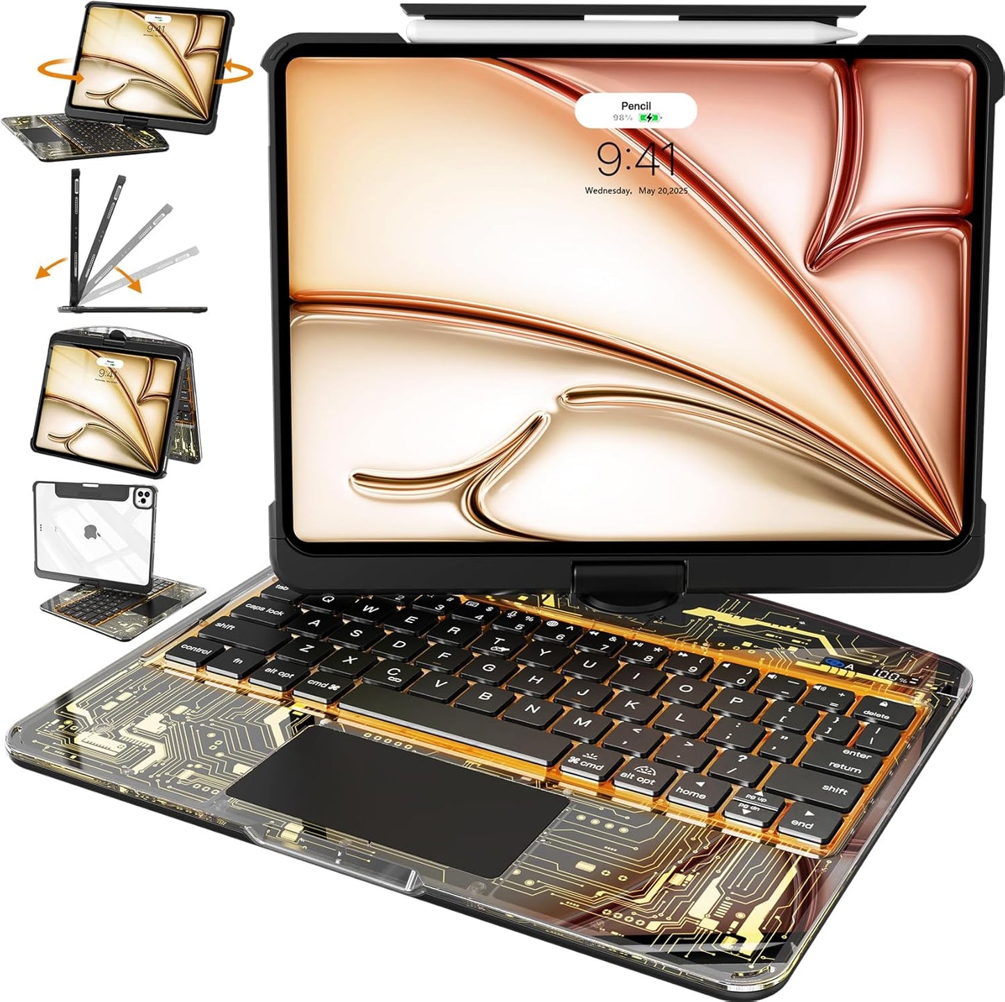Intermerge Clear Keyboard Case for iPad Pro 11in M4 2024 Model