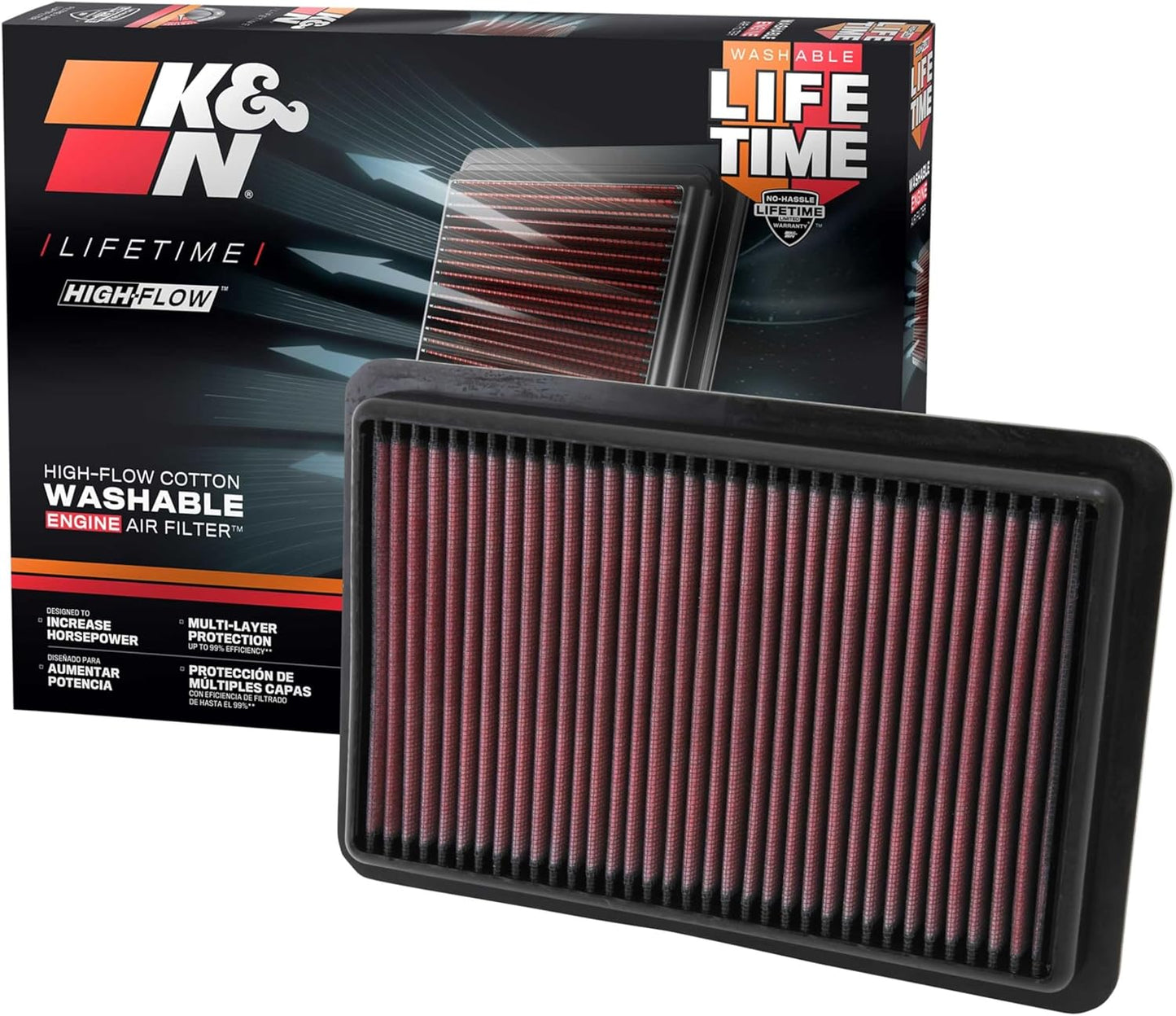 K&N High-Flow Engine Air Filter for 2012-2025 MAZDA Models