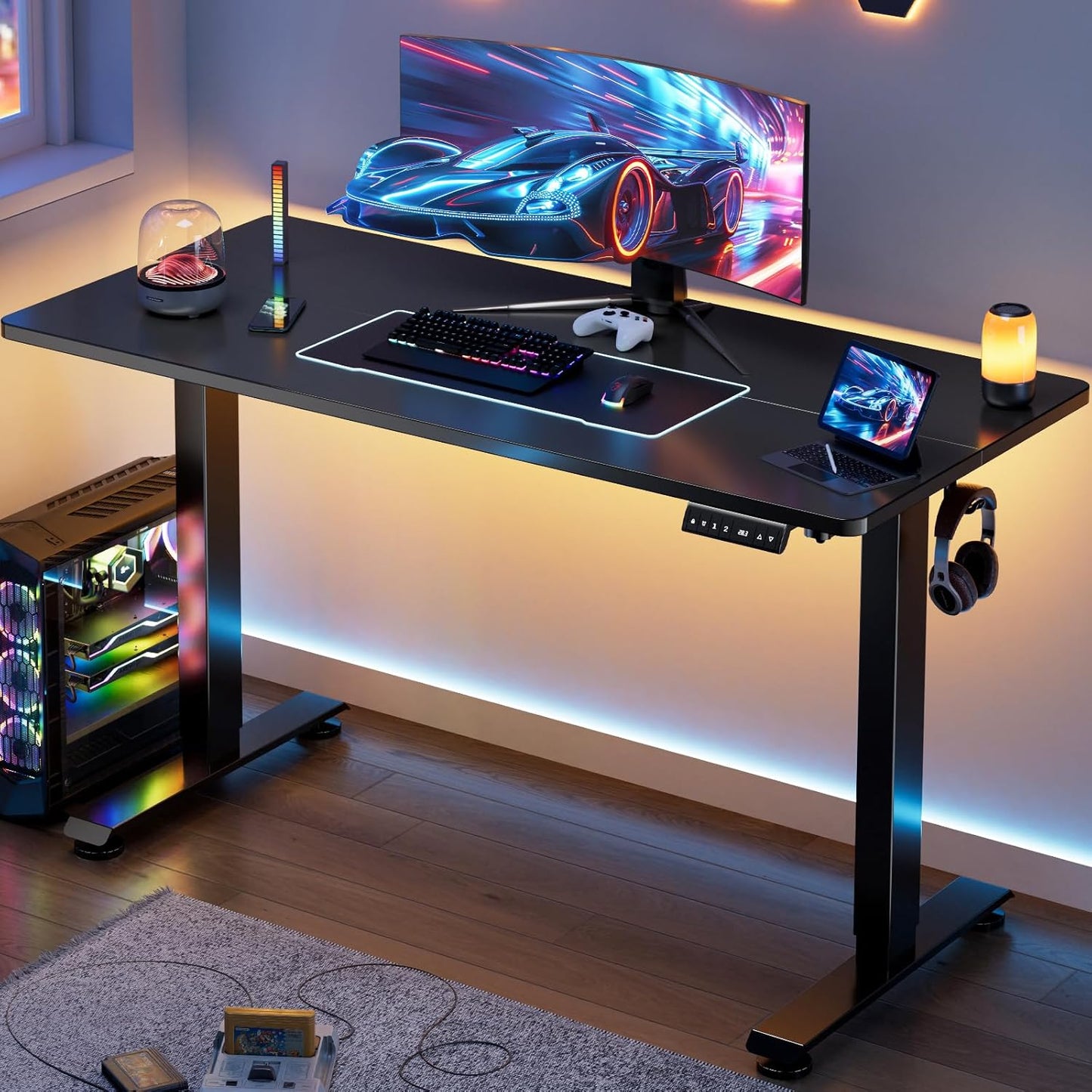 Veken 55 Inch Height Adjustable Sit Stand Desk for Home Office