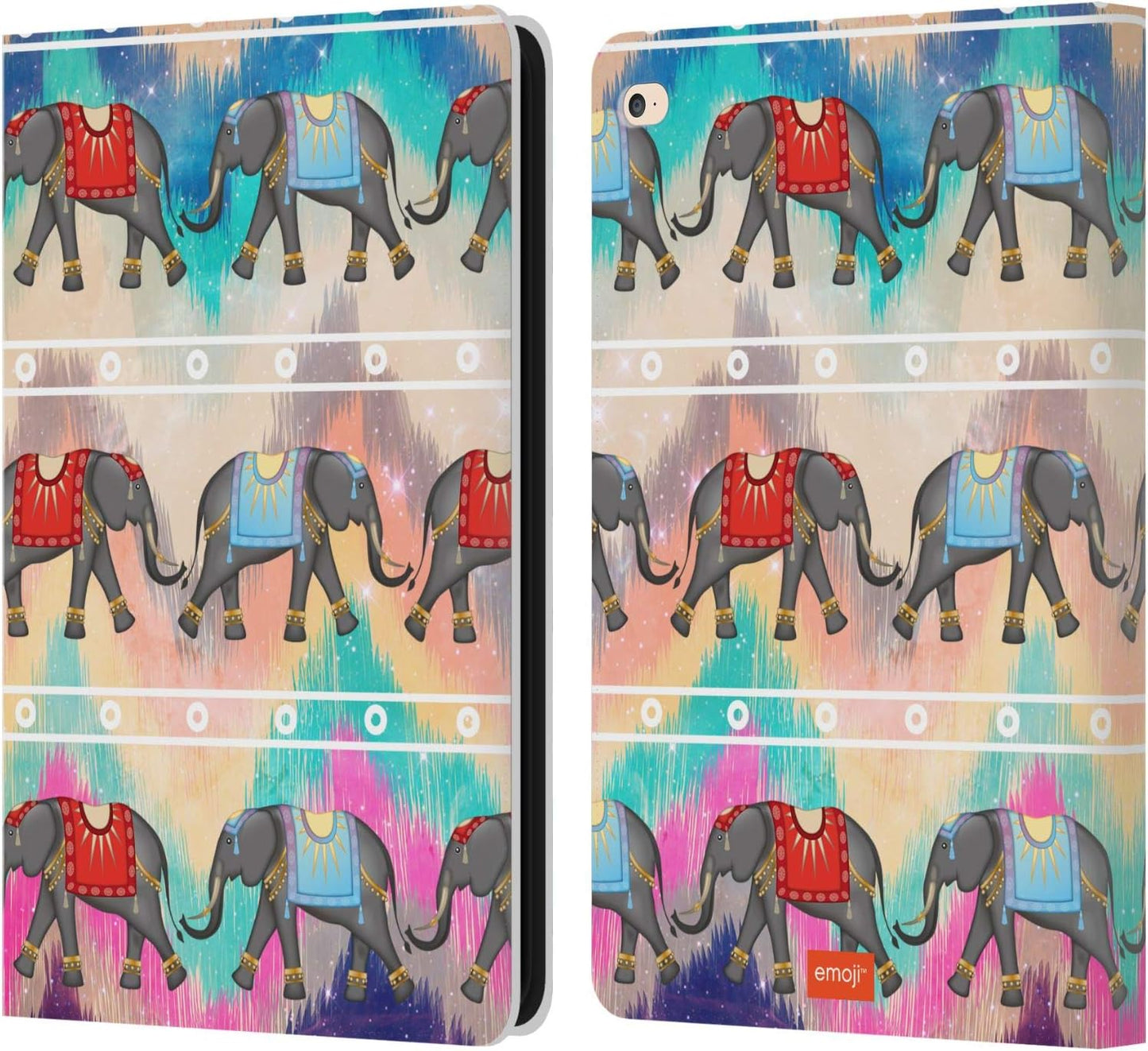 Emoji Elephants Hippie Chic Leather Wallet Case for iPad Air 2