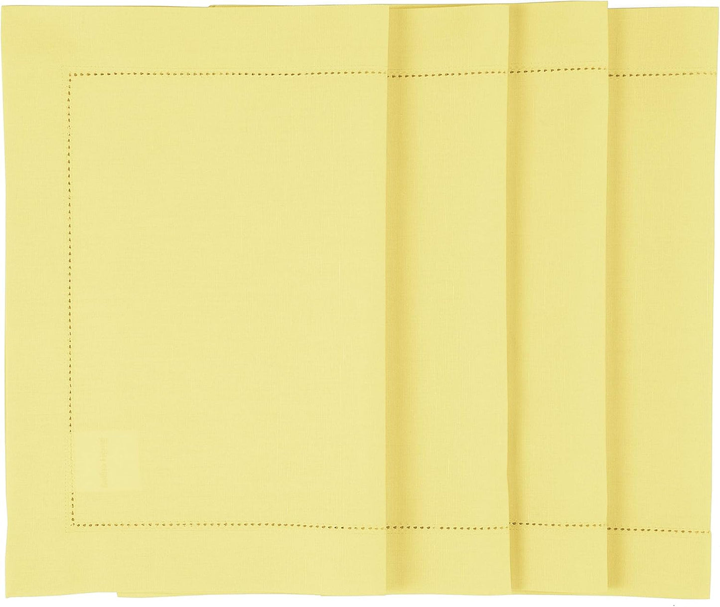 Yellow Placemats Set of 4 - Cotton Linen Hemstitch 14 x 19 in