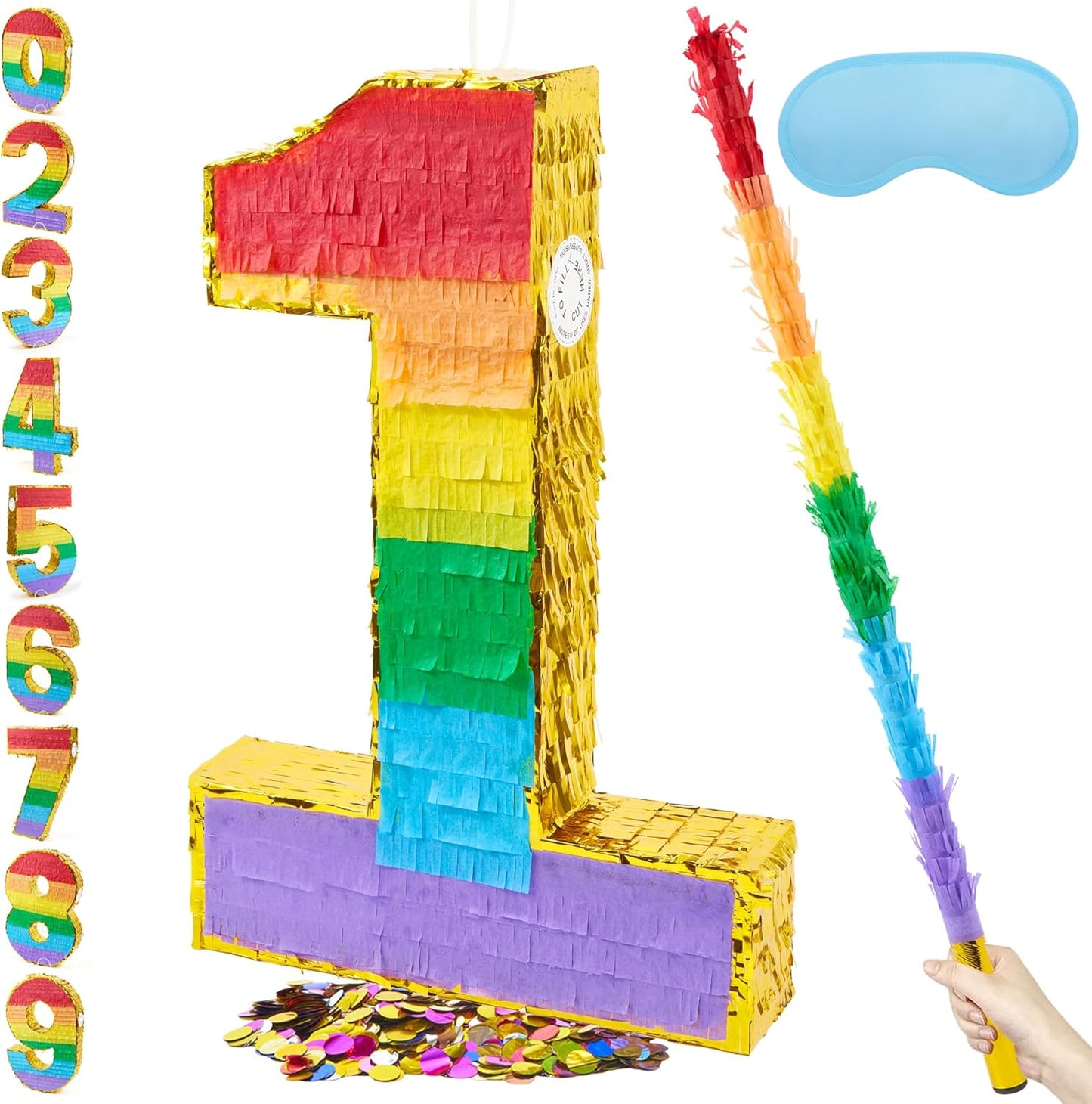 Rainbow Number 1 Pinata for Birthday Party Fun and Celebration