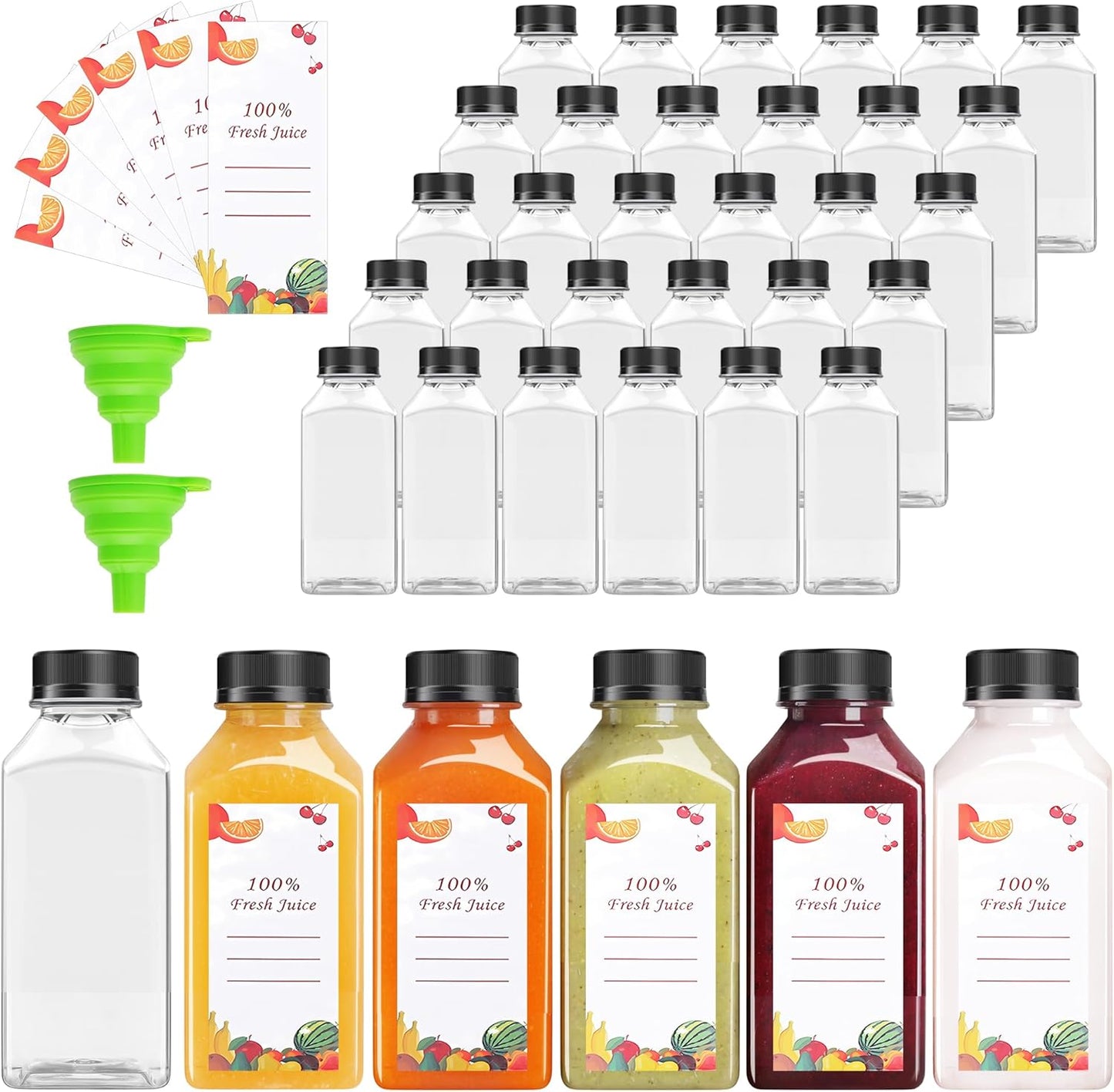 80pcs 8oz Juice Bottles with Caps for Smoothies and Juicing