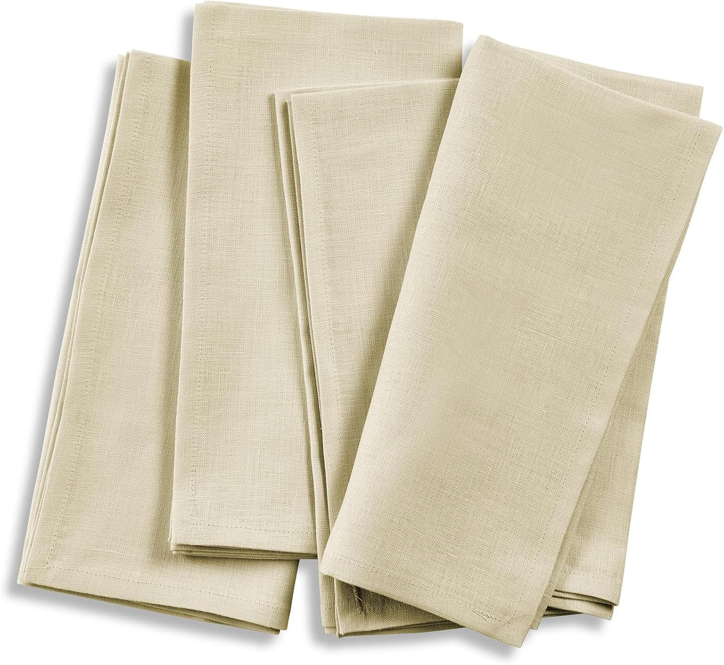 Linen Napkins Set of 4 - 100% Pure Linen Birch Dinner Napkins
