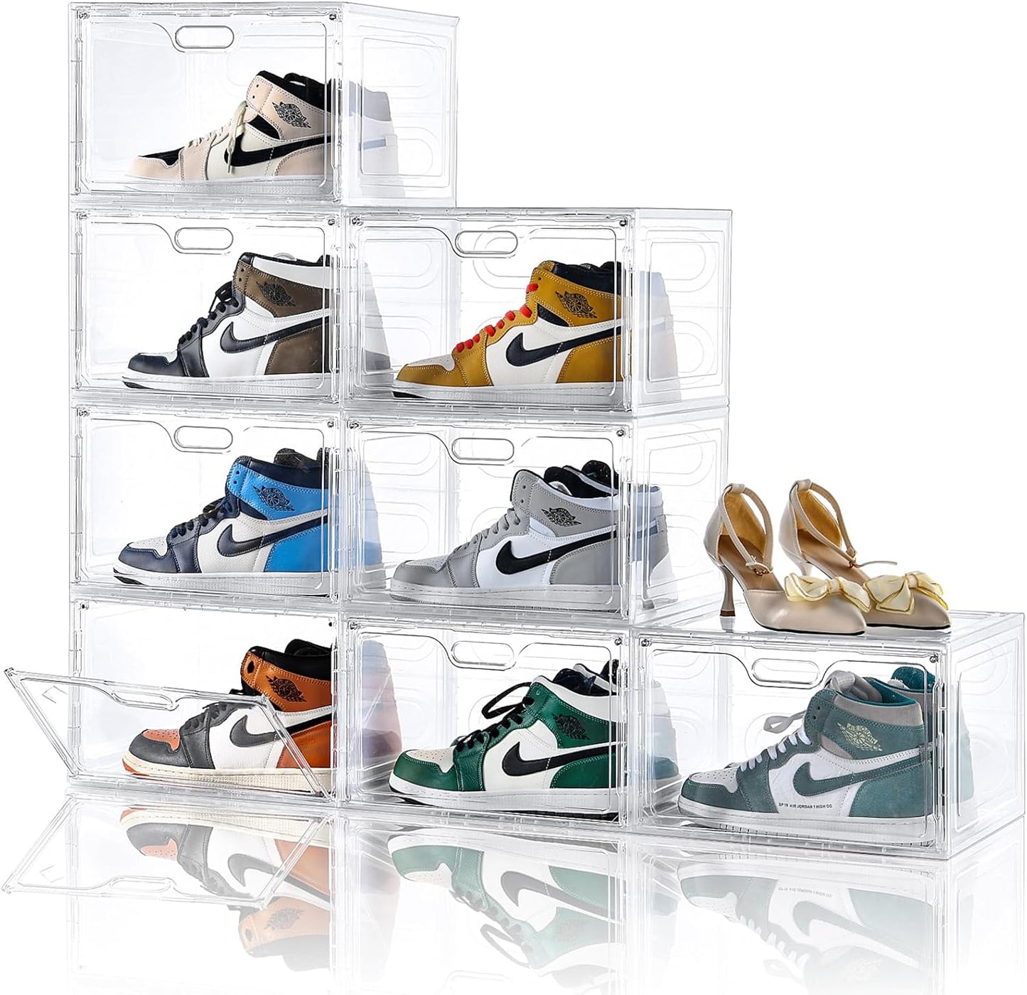 Clear Plastic Stackable Shoe Boxes for Large Shoe Storage