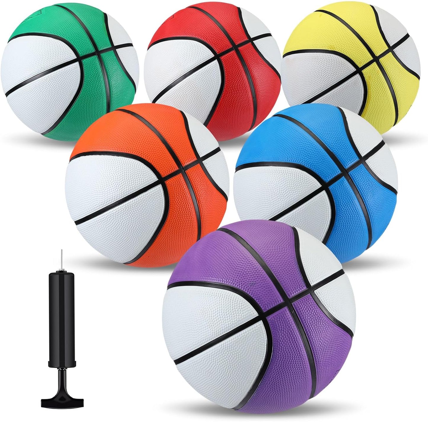 Jenaai 6 Pcs Rubber Basketballs Official Size for Training Games