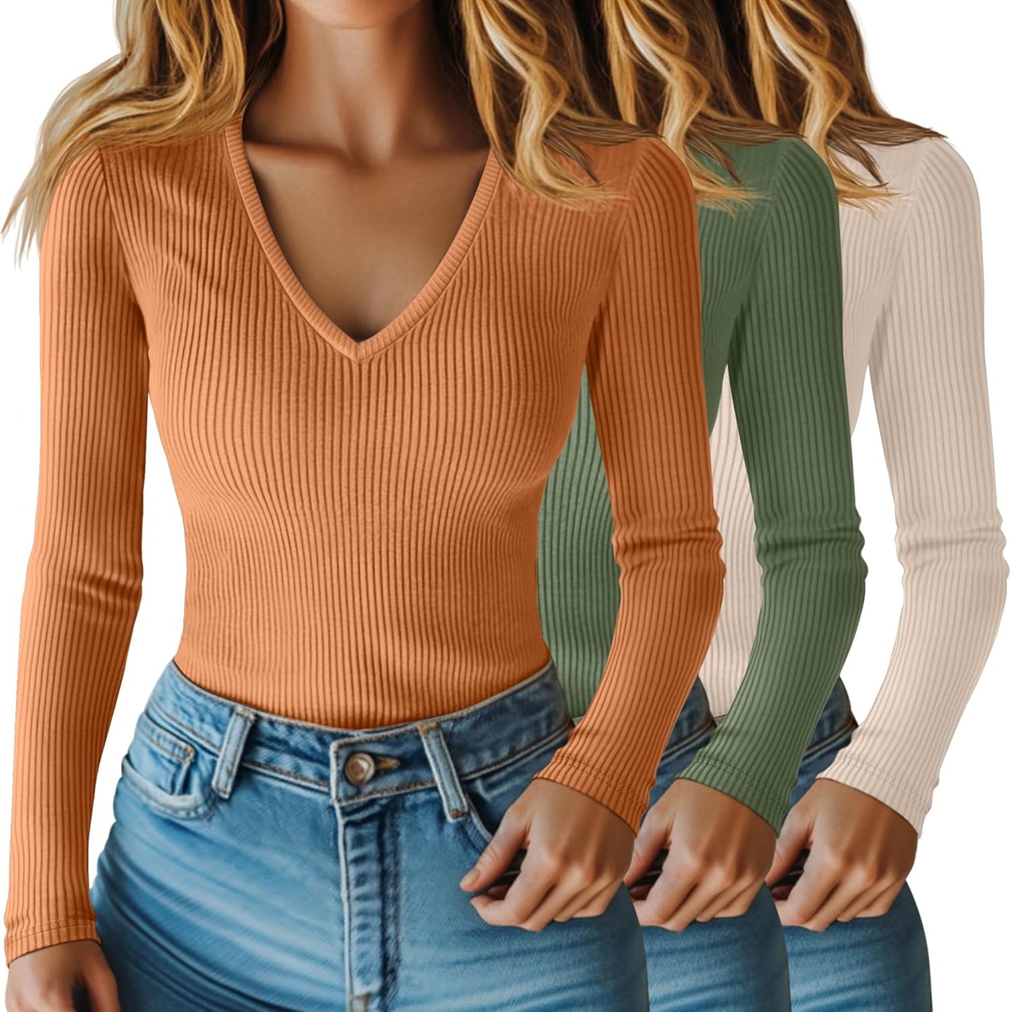Riyiper 3 Pack Women Long Sleeve Shirts for Casual Style