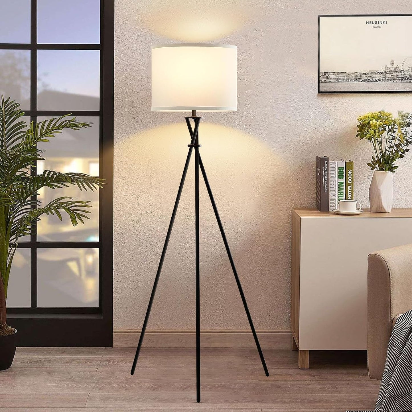 Modern Tripod Floor Lamp for Living Room & Bedroom Spaces