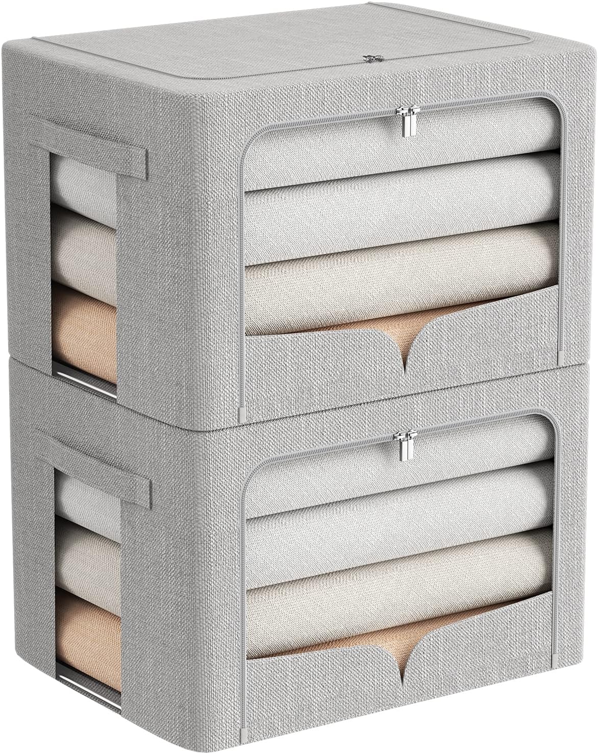 2 Pack Clear Window Storage Bins for Clothes and More