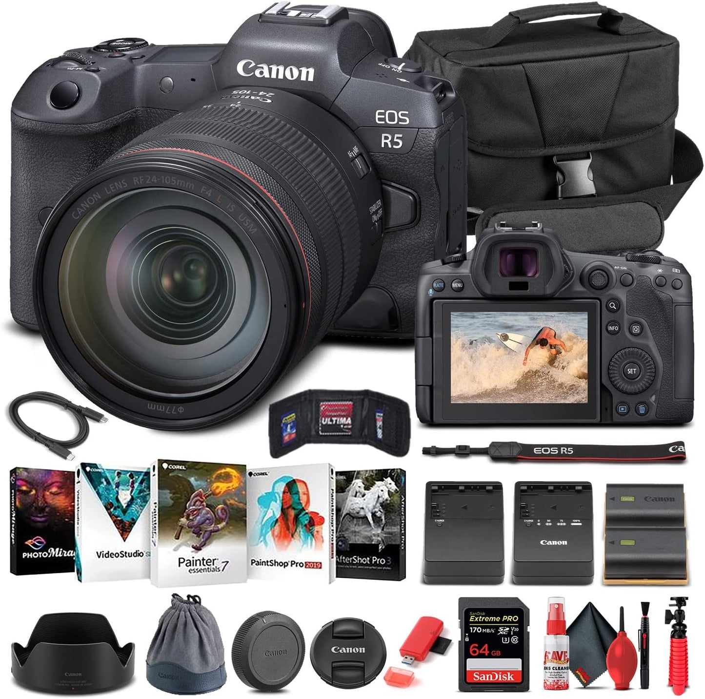Canon EOS R5 Mirrorless Camera with 24-105mm Lens Bundle