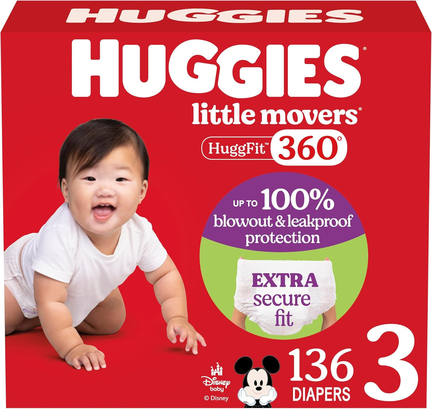Huggies Size 3 Baby Diapers with 360 Waistband for Comfort