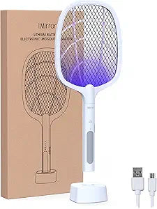 imirror Bug Zapper Racket: 2 in 1 Rechargeable Electric Swatter