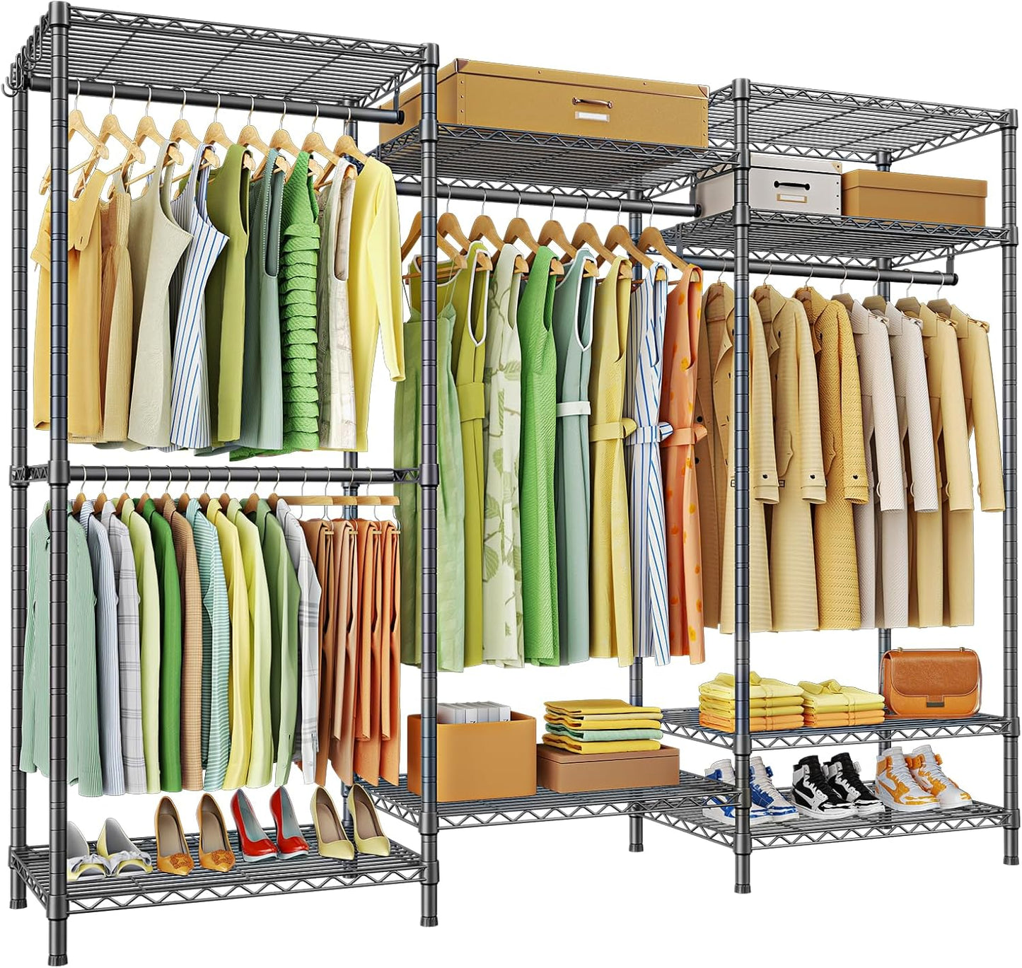 Ulif E13 Heavy Duty Clothes Rack with Adjustable Shelves & Rods