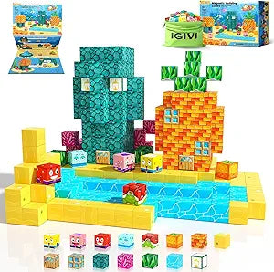 IGIVI Magnetic Blocks - Build Mine Magnet World Ocean Set for Kids