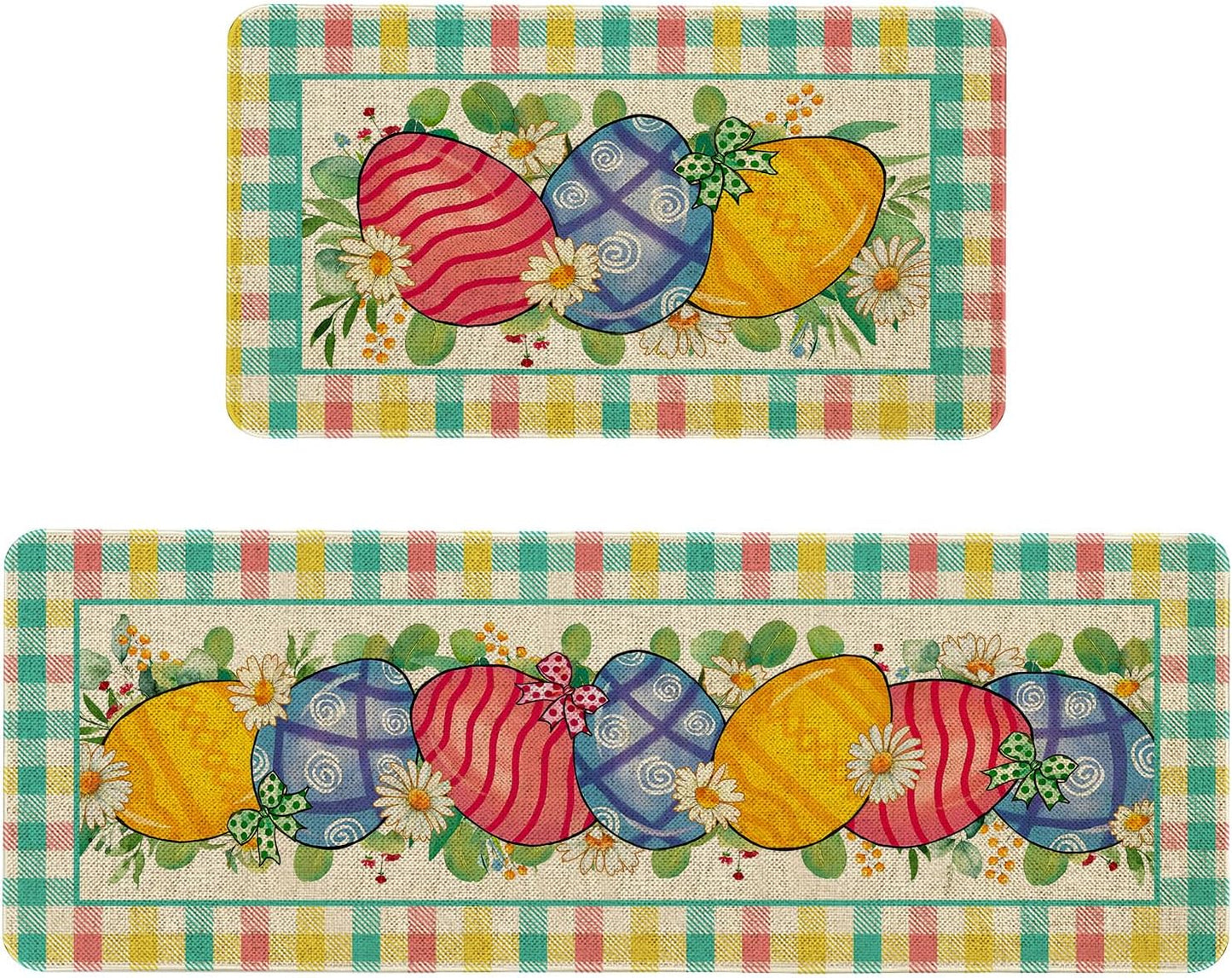 Roszwtit Easter Kitchen Rugs Set of 2 for Spring Decor