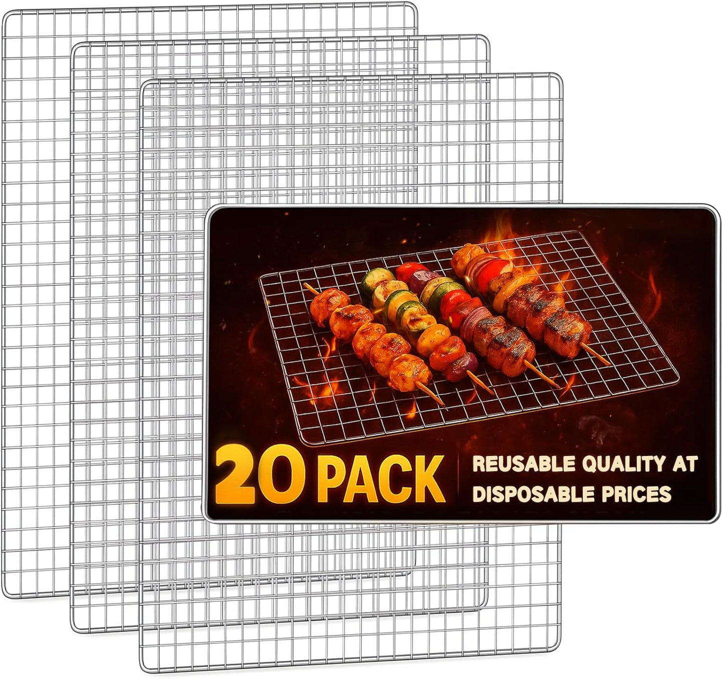 Grill Topper for Outdoor Smoker Grills - 20 Disposable Grates