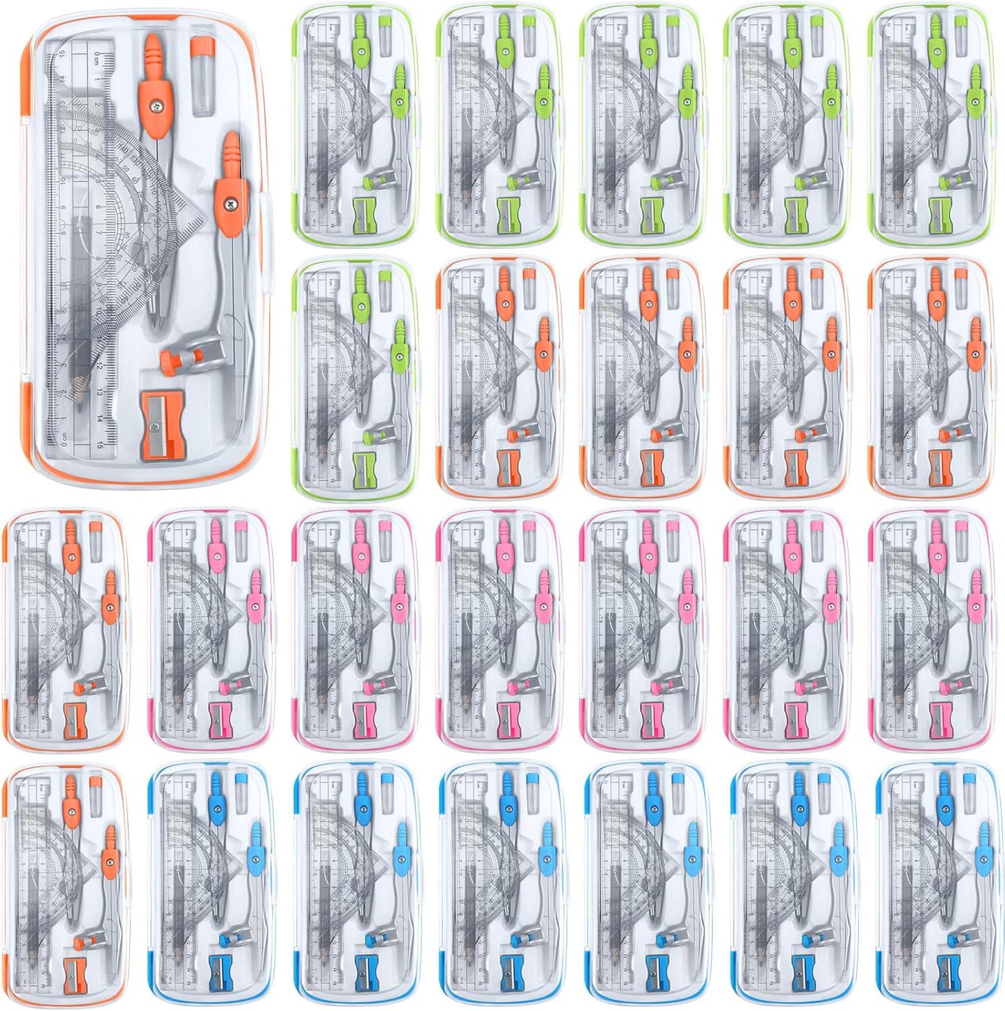 Teling 24 Sets Math Geometry Kit for Students with Compass Tools