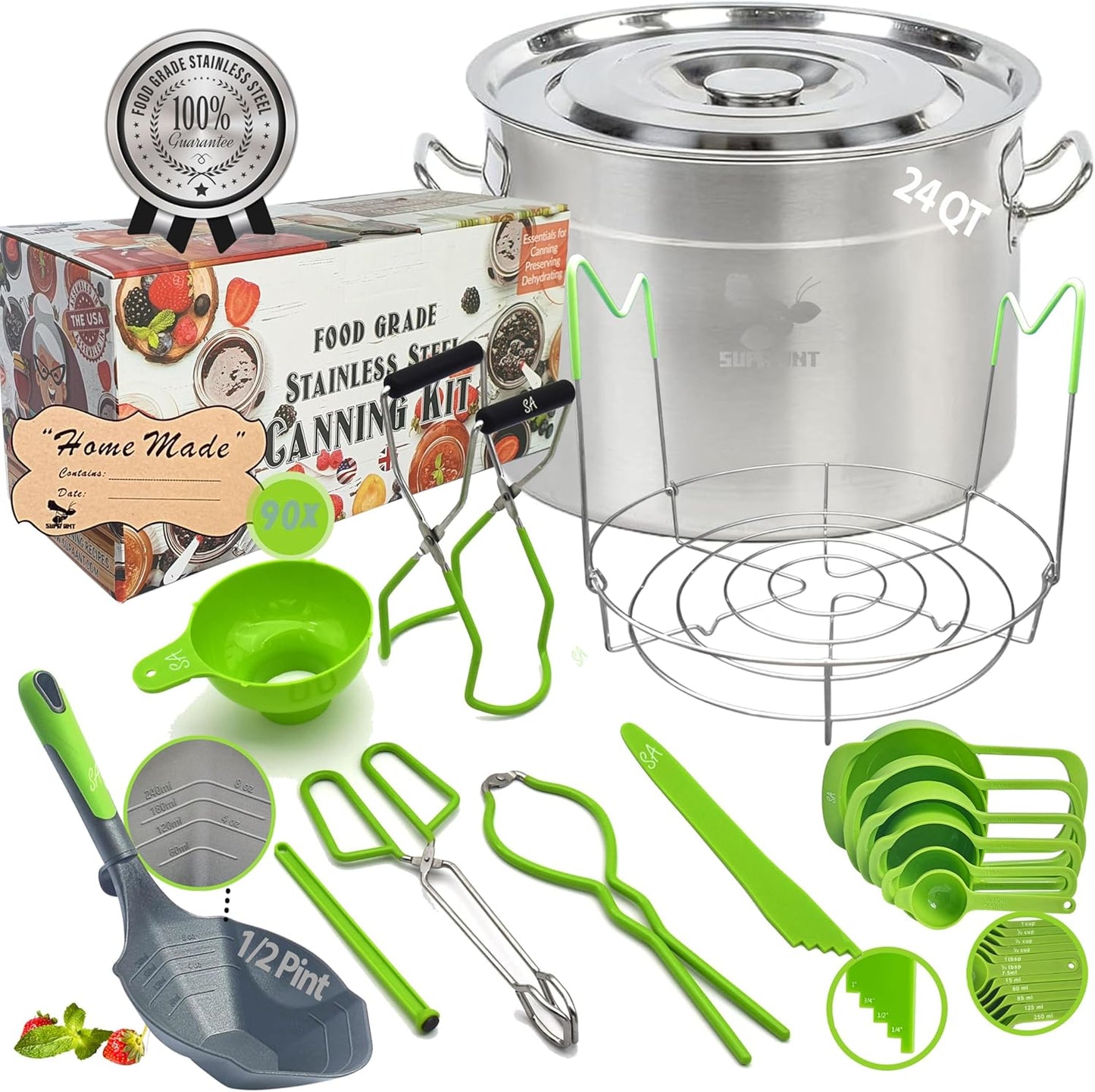 Supa Ant 24 Qt Stainless Steel Water Bath Canning Pot Kit