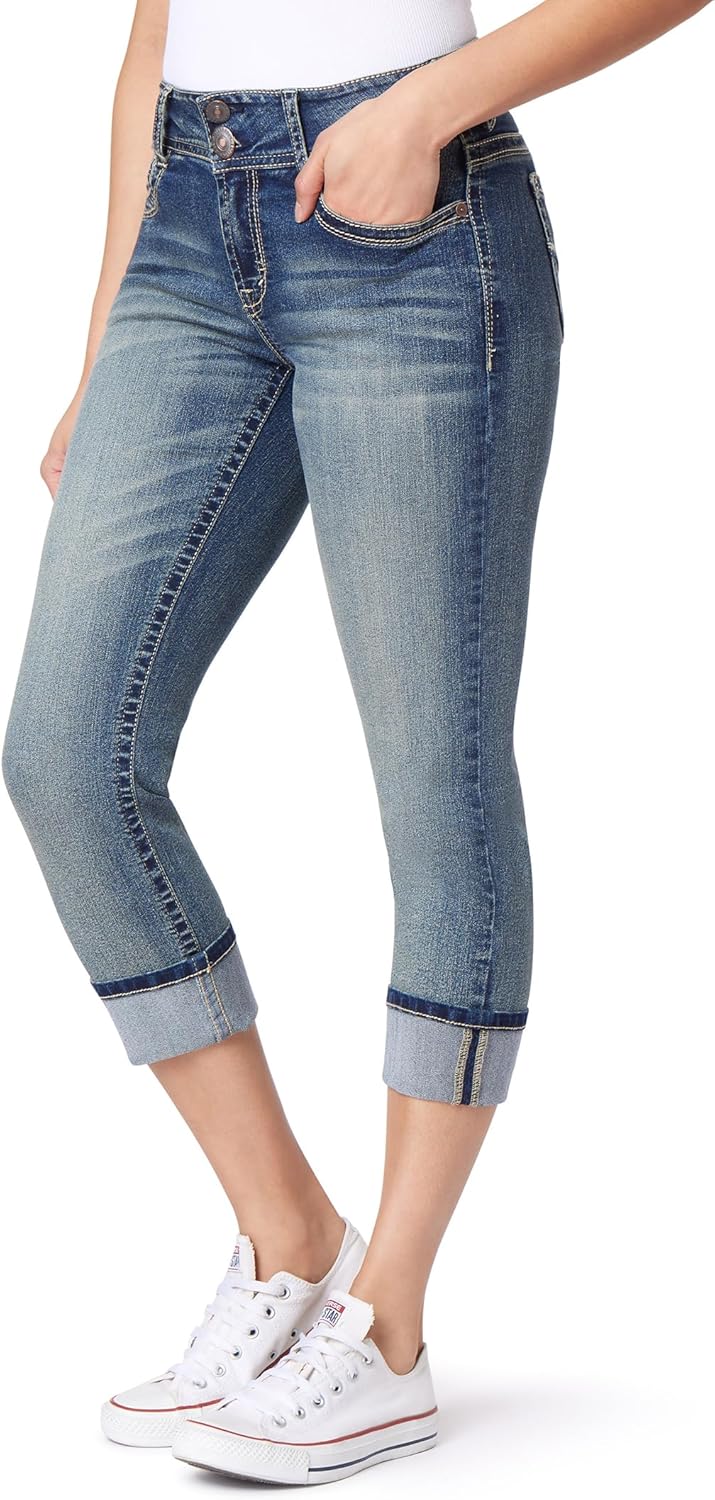 WallFlower Women's Luscious Curvy Crop Mid-Rise Jeans for All