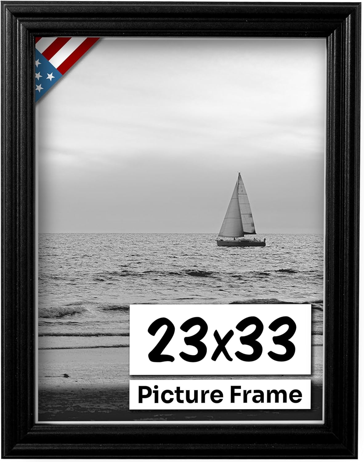 Black 23x33 Picture Frame with UV-Blocking Plexiglass for Art